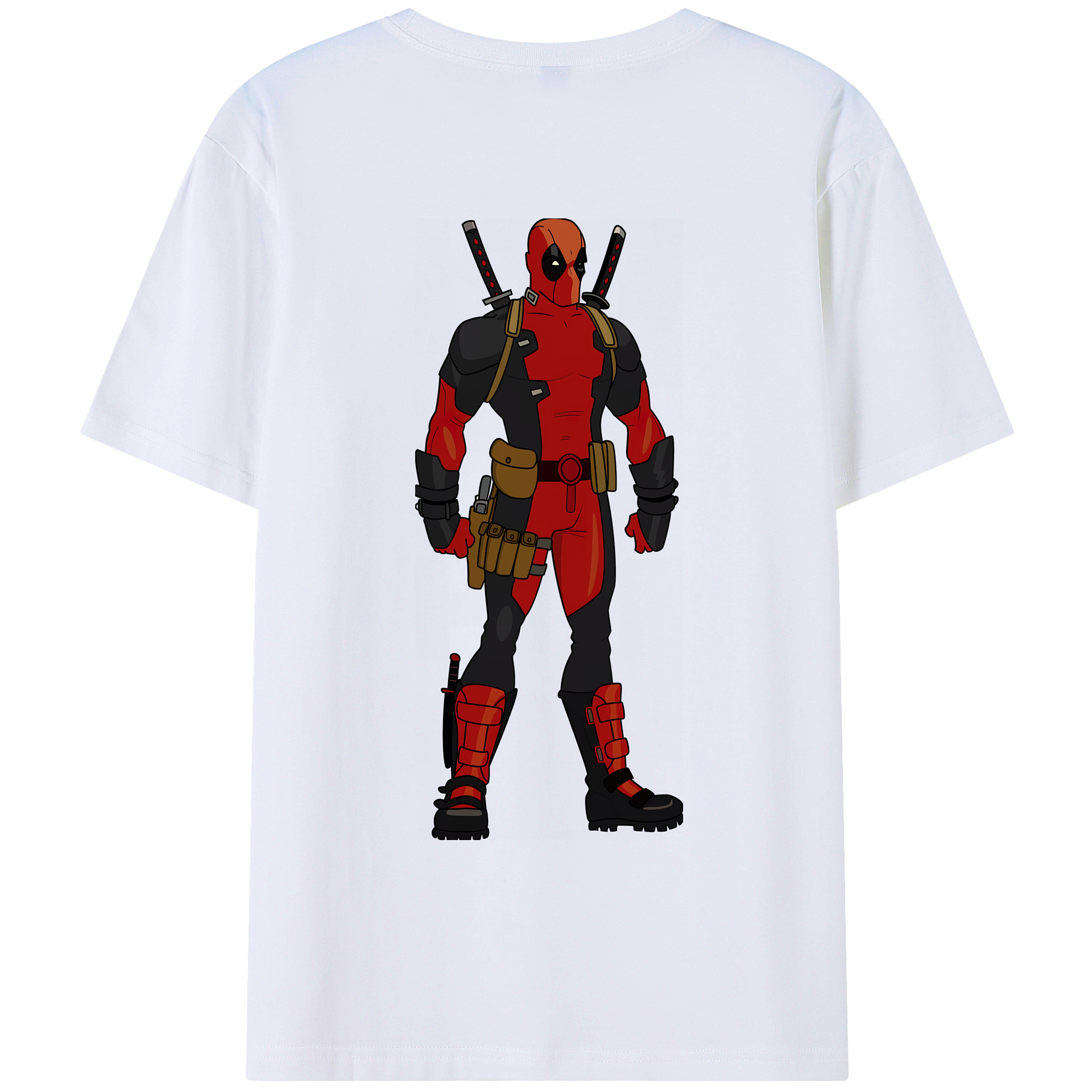 （画像用） Deadpool デッドプール 綿100％ メンズ半袖Tシャツ（バックプリント） 通気性