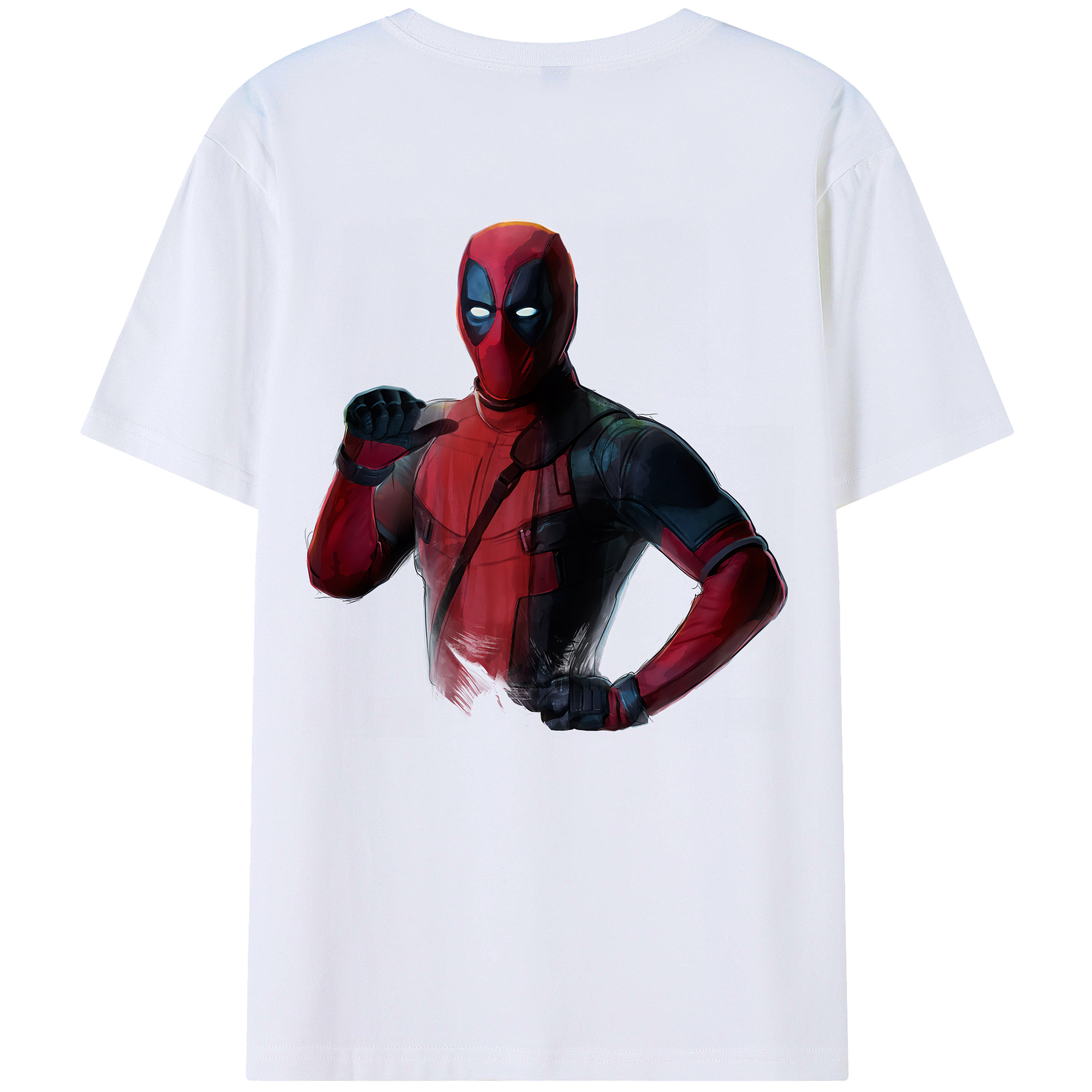 （画像用） Deadpool デッドプール 綿100％ メンズ半袖Tシャツ（バックプリント） 通気性