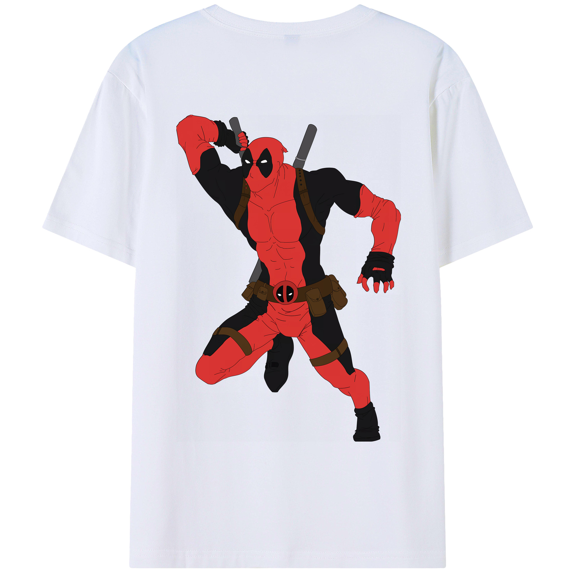 （画像用） Deadpool デッドプール 綿100％ メンズ半袖Tシャツ（バックプリント） 通気性