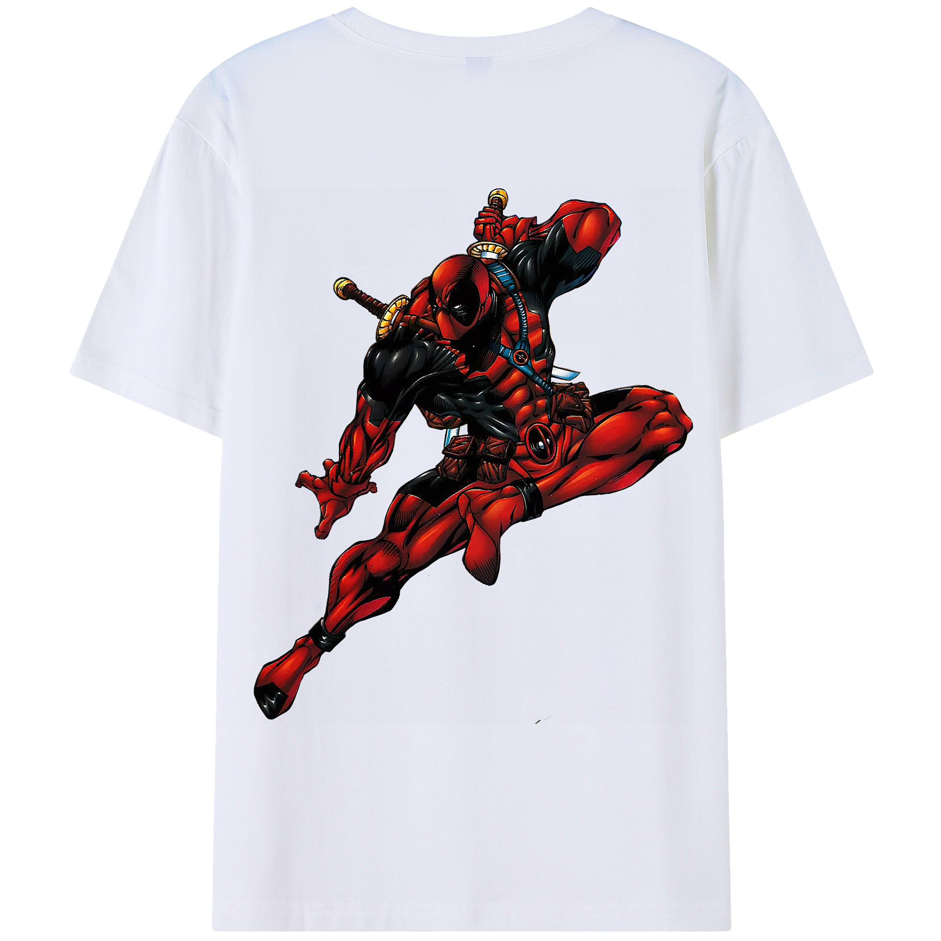 （画像用） Deadpool デッドプール 綿100％ メンズ半袖Tシャツ（バックプリント） 通気性