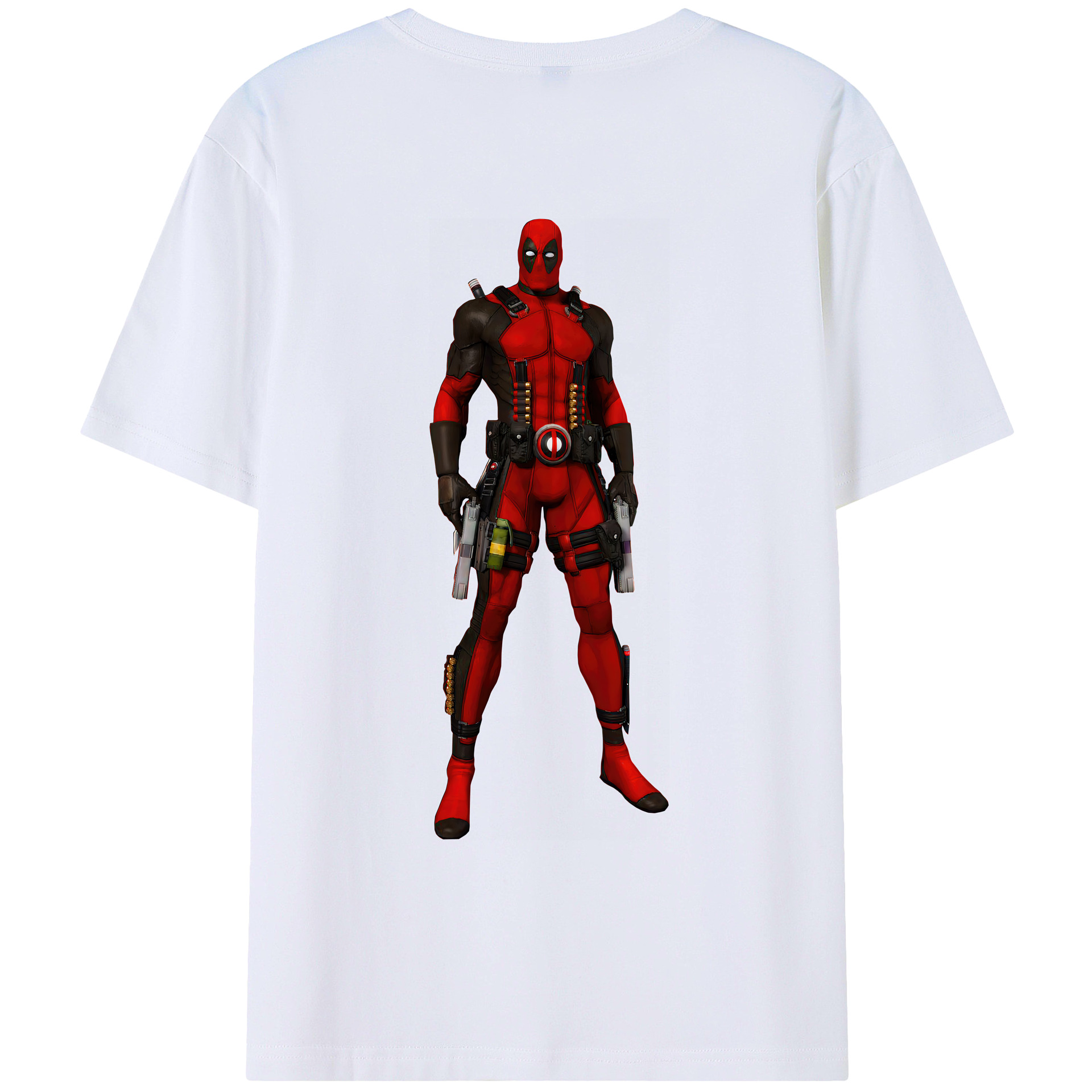 （画像用） Deadpool デッドプール 綿100％ メンズ半袖Tシャツ（バックプリント） 通気性