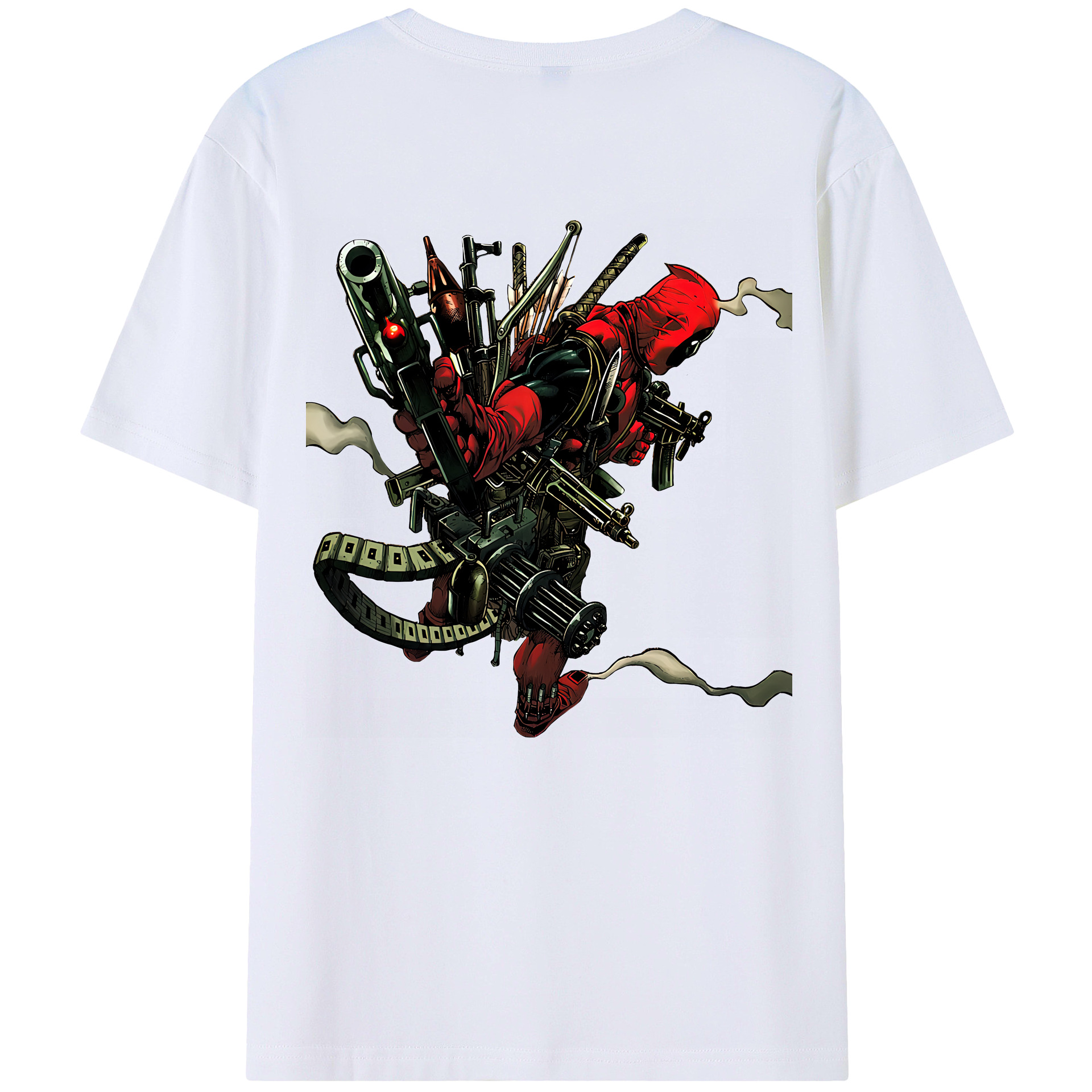 （画像用） Deadpool デッドプール 綿100％ メンズ半袖Tシャツ（バックプリント） 通気性