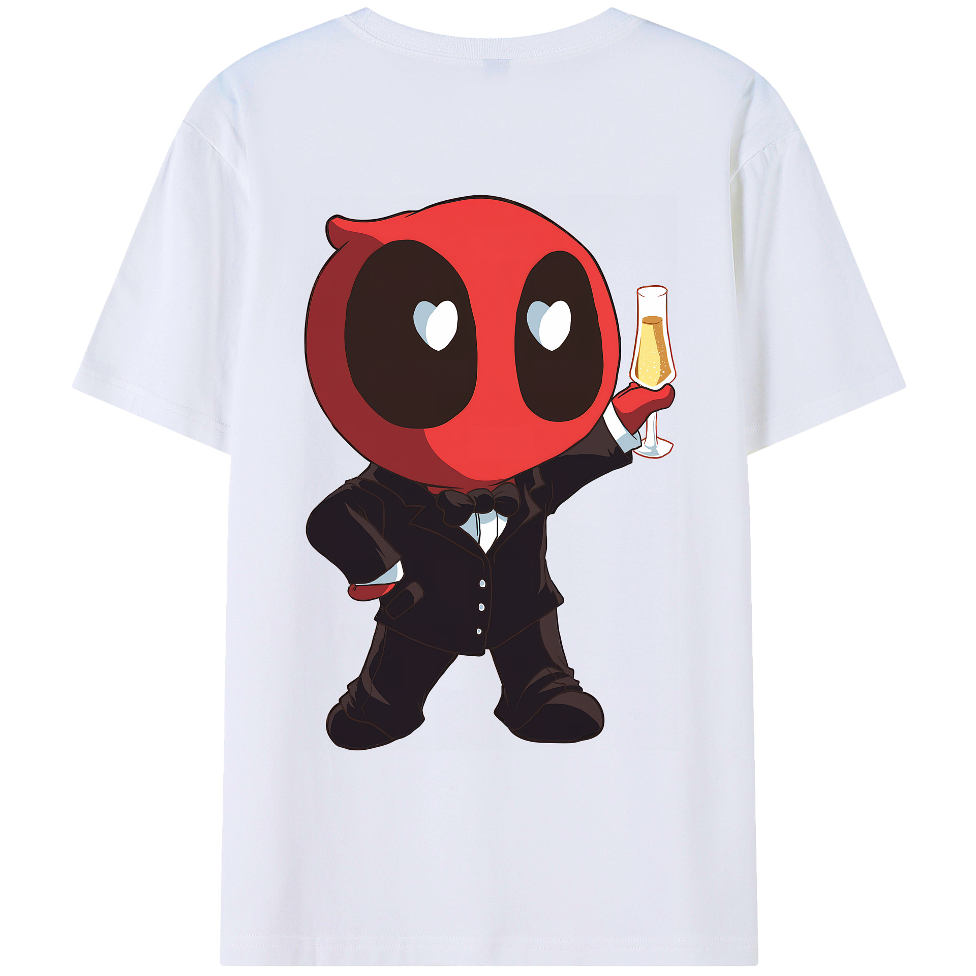 （画像用） Deadpool デッドプール 綿100％ メンズ半袖Tシャツ（バックプリント） 通気性