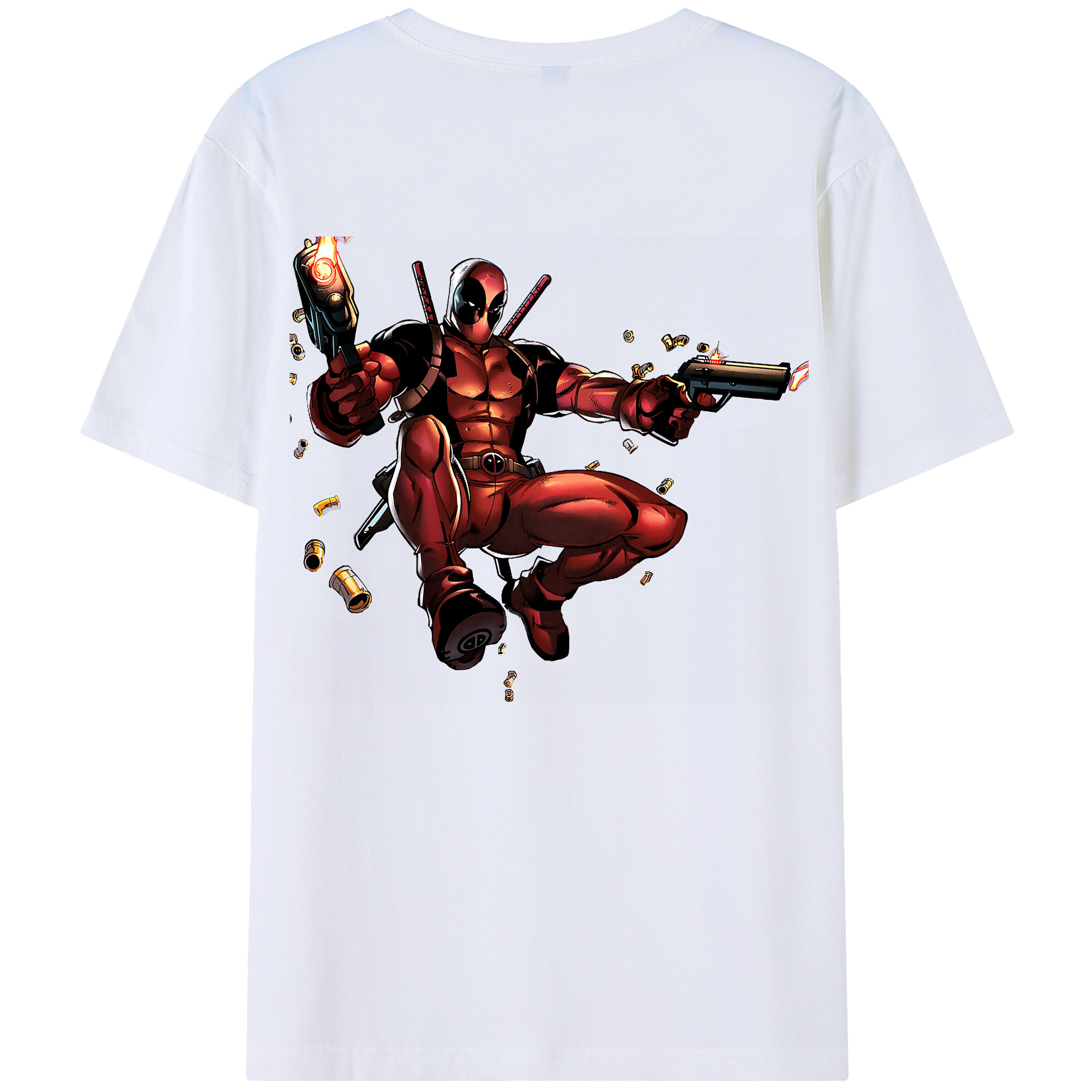 （画像用） Deadpool デッドプール 綿100％ メンズ半袖Tシャツ（バックプリント） 通気性