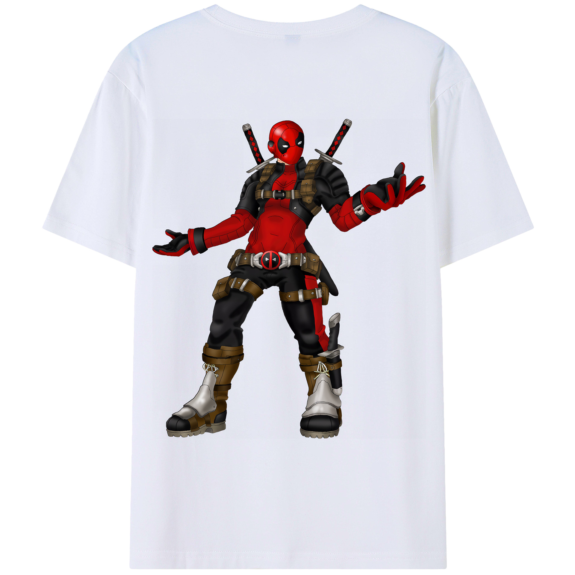 （画像用） Deadpool デッドプール 綿100％ メンズ半袖Tシャツ（バックプリント） 通気性