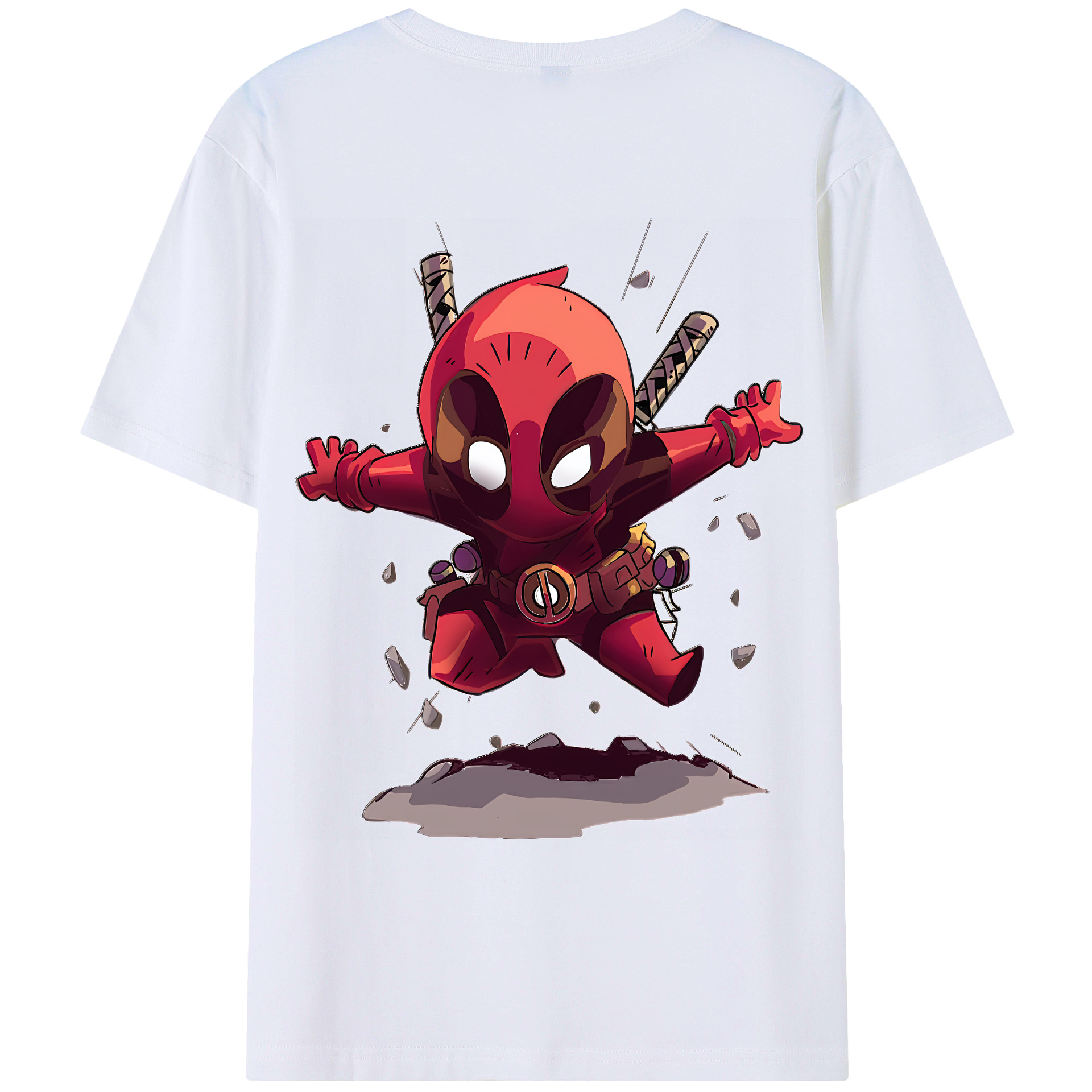 （画像用） Deadpool デッドプール 綿100％ メンズ半袖Tシャツ（バックプリント） 通気性