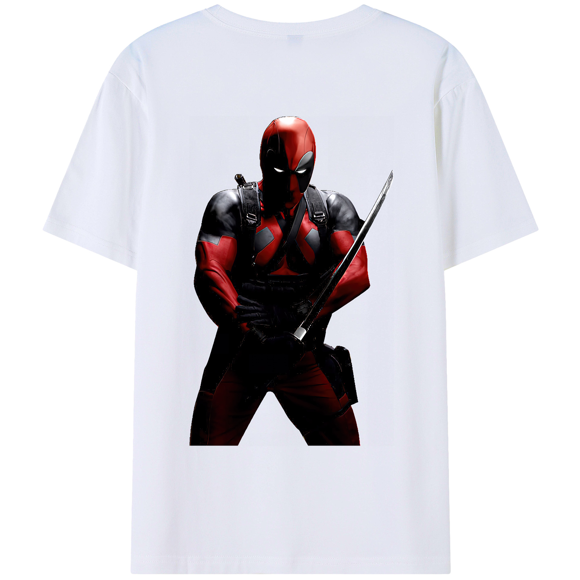 （画像用） Deadpool デッドプール 綿100％ メンズ半袖Tシャツ（バックプリント） 通気性
