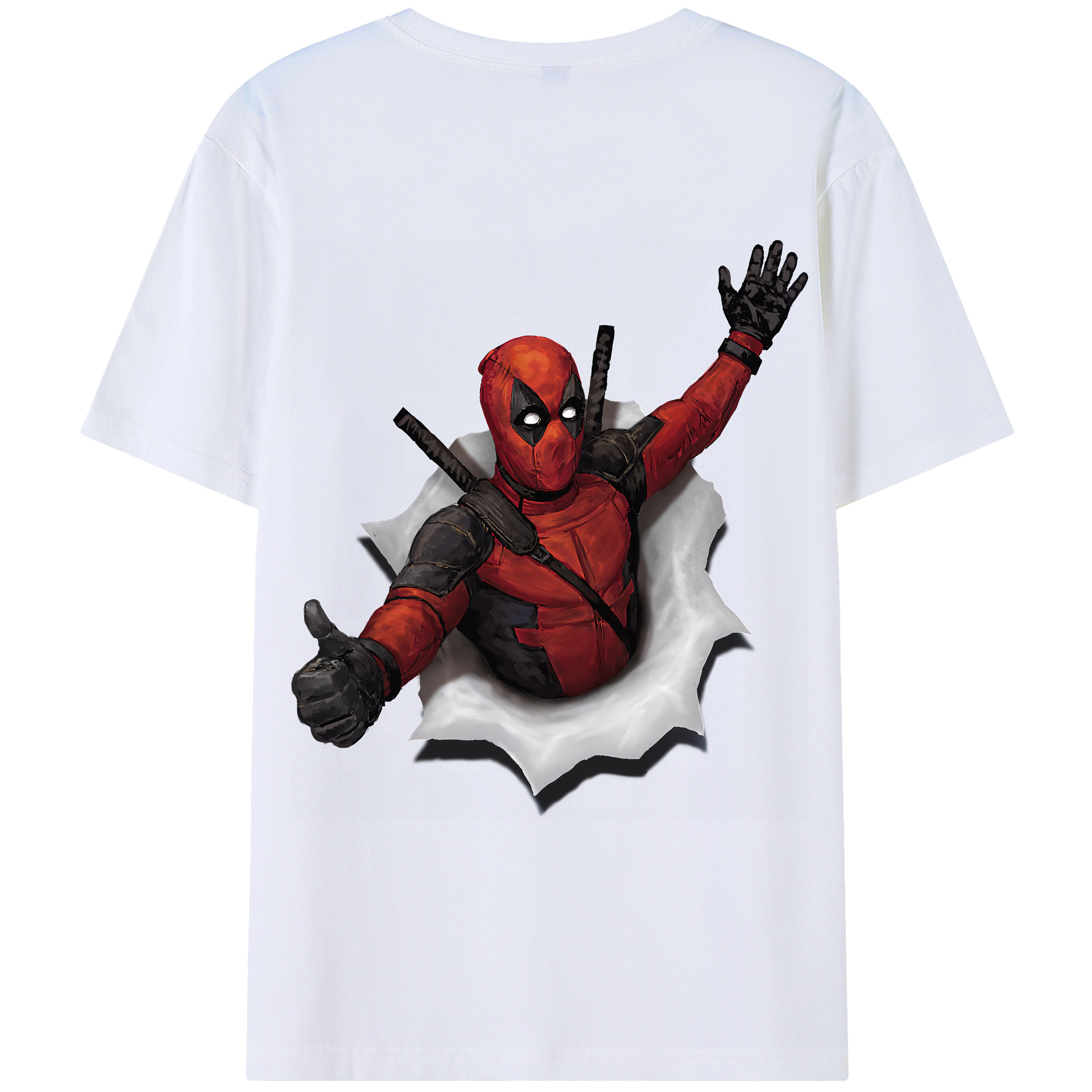 （画像用） Deadpool デッドプール 綿100％ メンズ半袖Tシャツ（バックプリント） 通気性