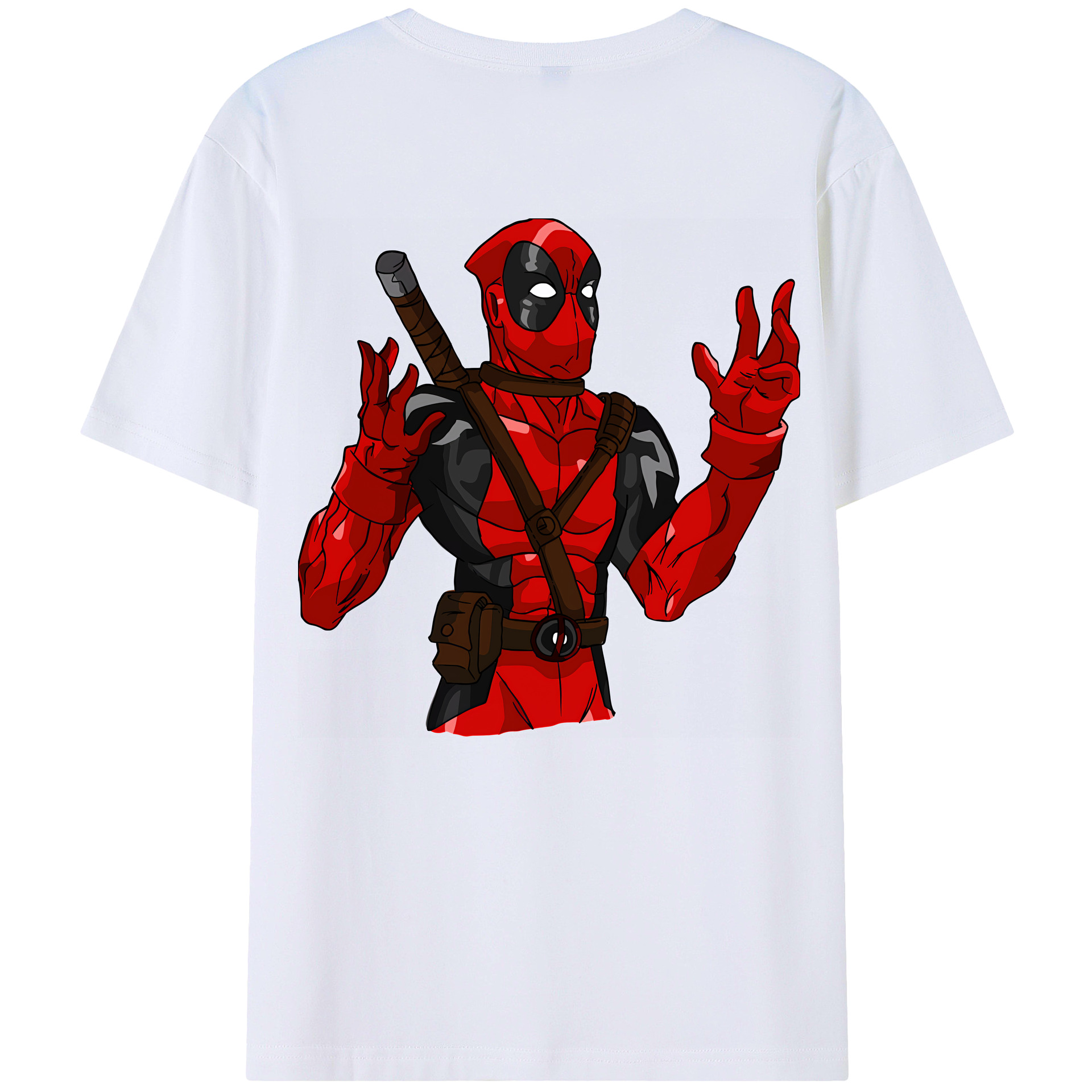 （画像用） Deadpool デッドプール 綿100％ メンズ半袖Tシャツ（バックプリント） 通気性