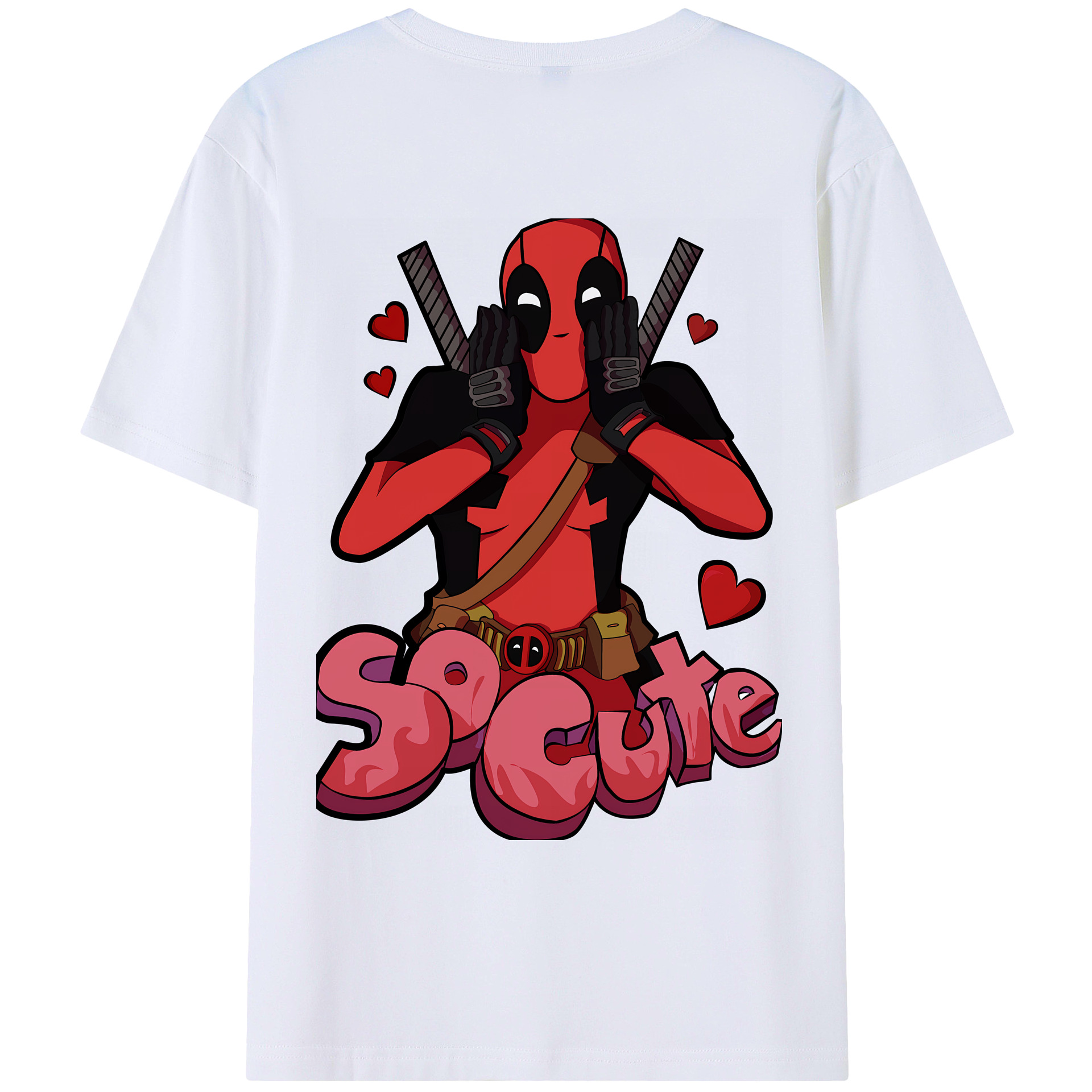 （画像用） Deadpool デッドプール 綿100％ メンズ半袖Tシャツ（バックプリント） 通気性