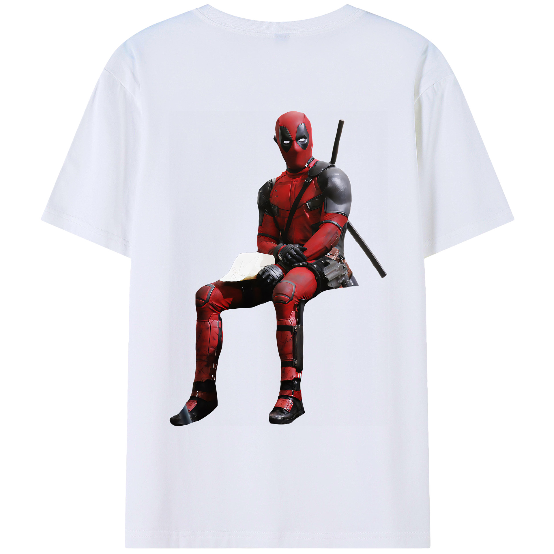 （画像用） Deadpool デッドプール 綿100％ メンズ半袖Tシャツ（バックプリント） 通気性