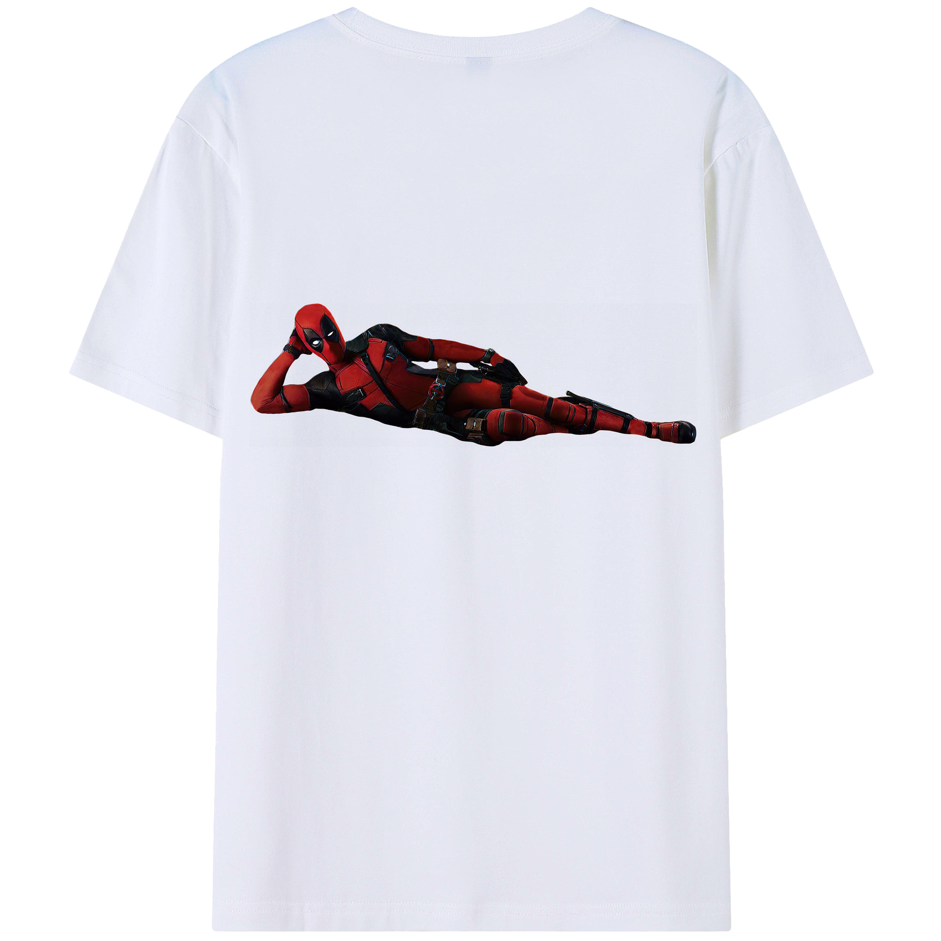 （画像用） Deadpool デッドプール 綿100％ メンズ半袖Tシャツ（バックプリント） 通気性