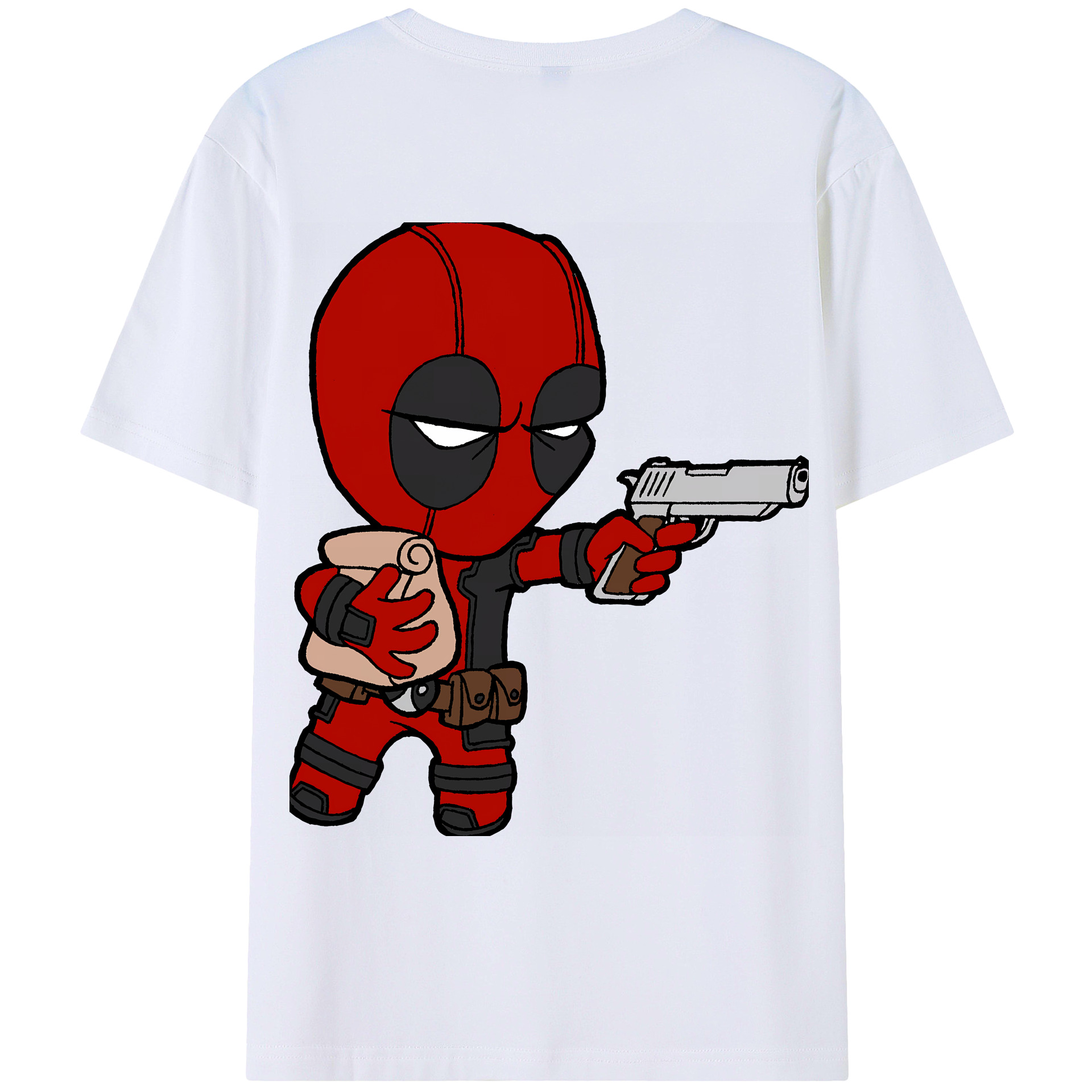 （画像用） Deadpool デッドプール 綿100％ メンズ半袖Tシャツ（バックプリント） 通気性