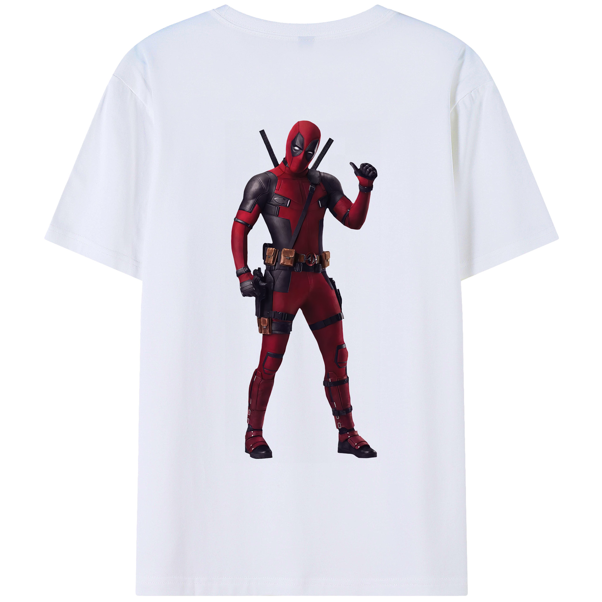 （画像用） Deadpool デッドプール 綿100％ メンズ半袖Tシャツ（バックプリント） 通気性