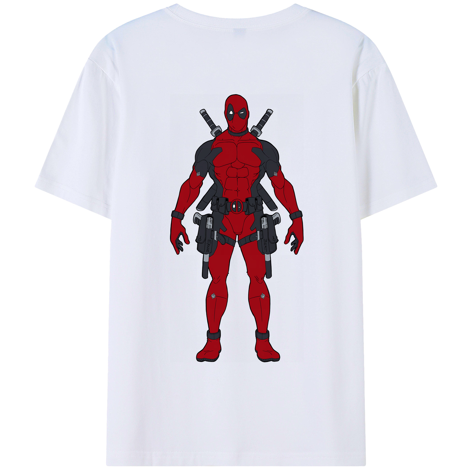 （画像用） Deadpool デッドプール 綿100％ メンズ半袖Tシャツ（バックプリント） 通気性