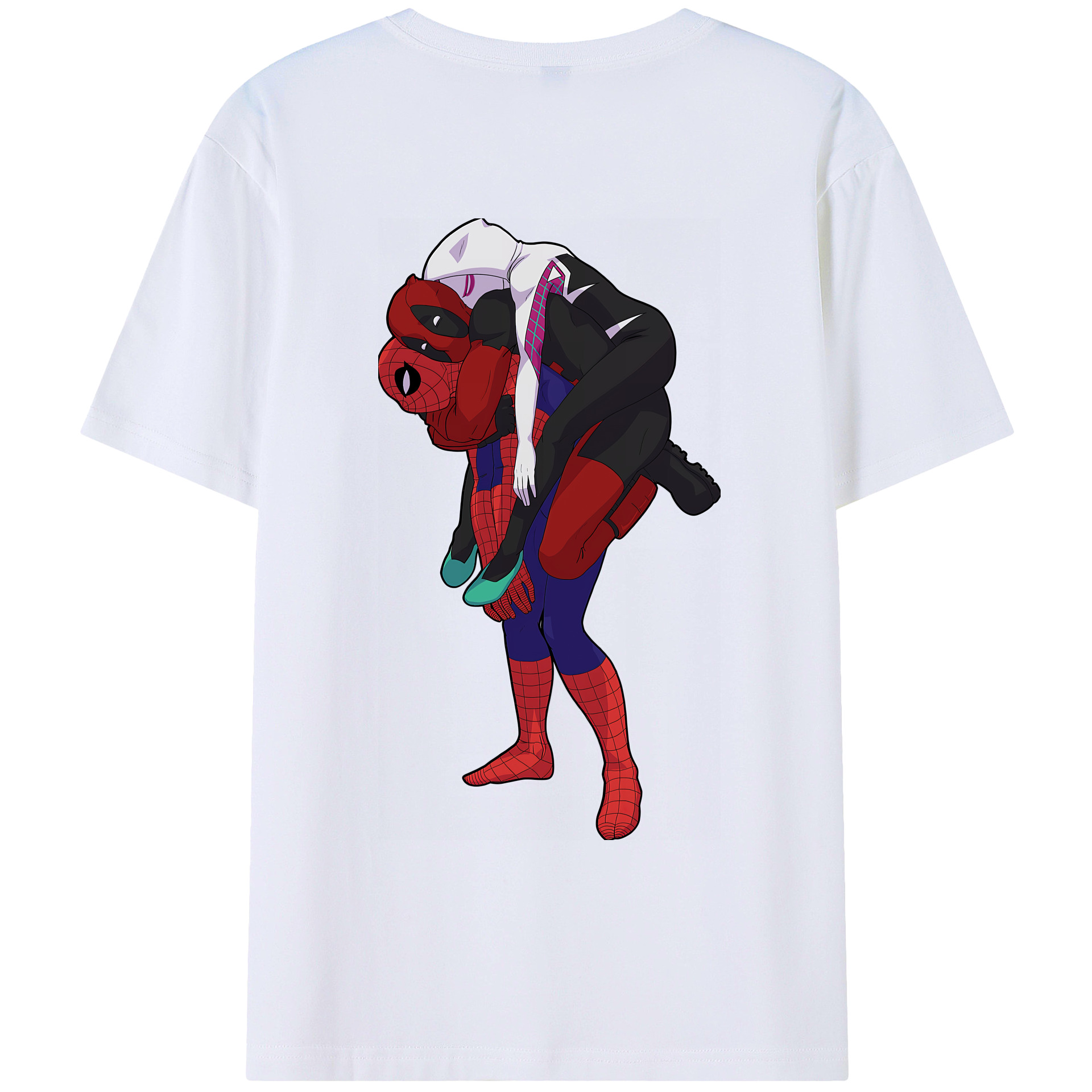 （画像用） Deadpool デッドプール 綿100％ メンズ半袖Tシャツ（バックプリント） 通気性