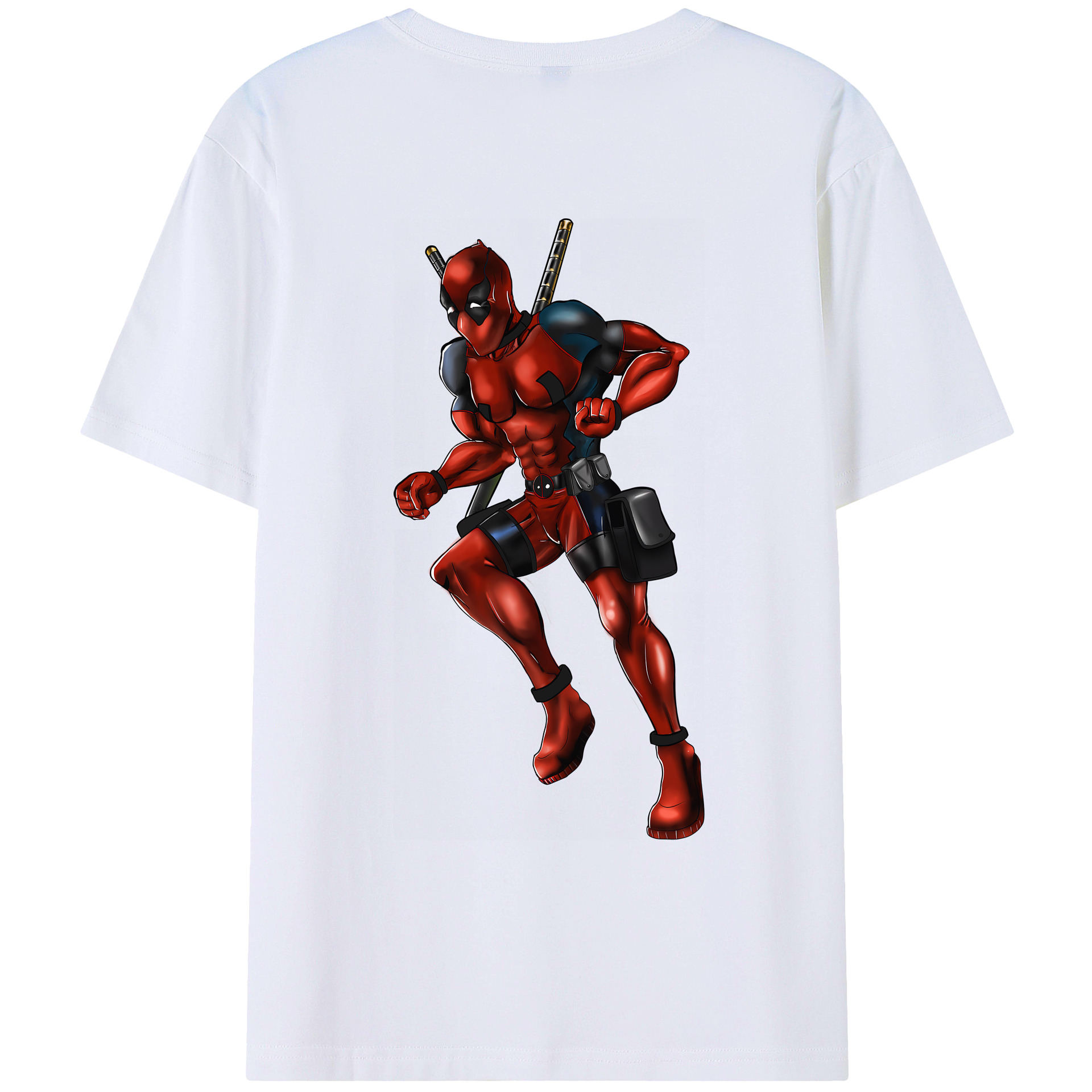 （画像用） Deadpool デッドプール 綿100％ メンズ半袖Tシャツ（バックプリント） 通気性