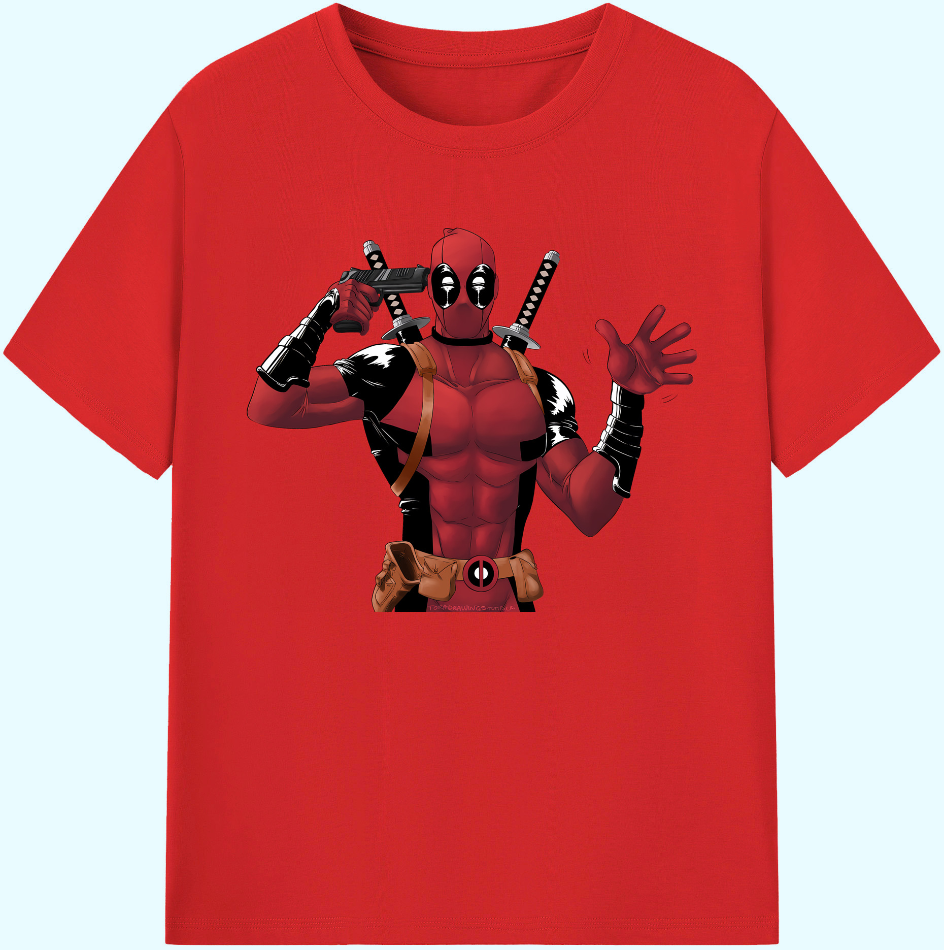 （画像用） Deadpool デッドプール 綿100％ メンズ半袖Tシャツ｜肌触りやわらか＆通気性