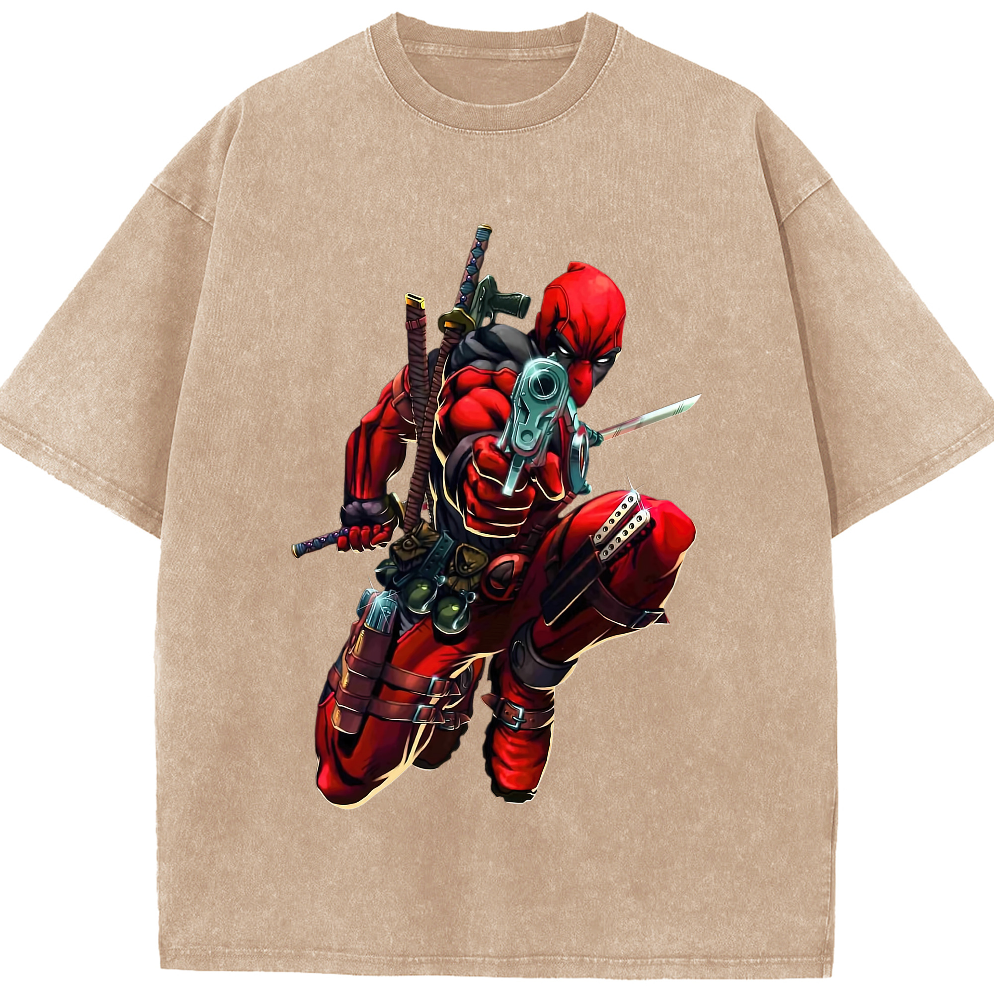 （画像用） Deadpool デッドプール 綿100% ヴィンテージ風 半袖Tシャツ（フロントプリント）