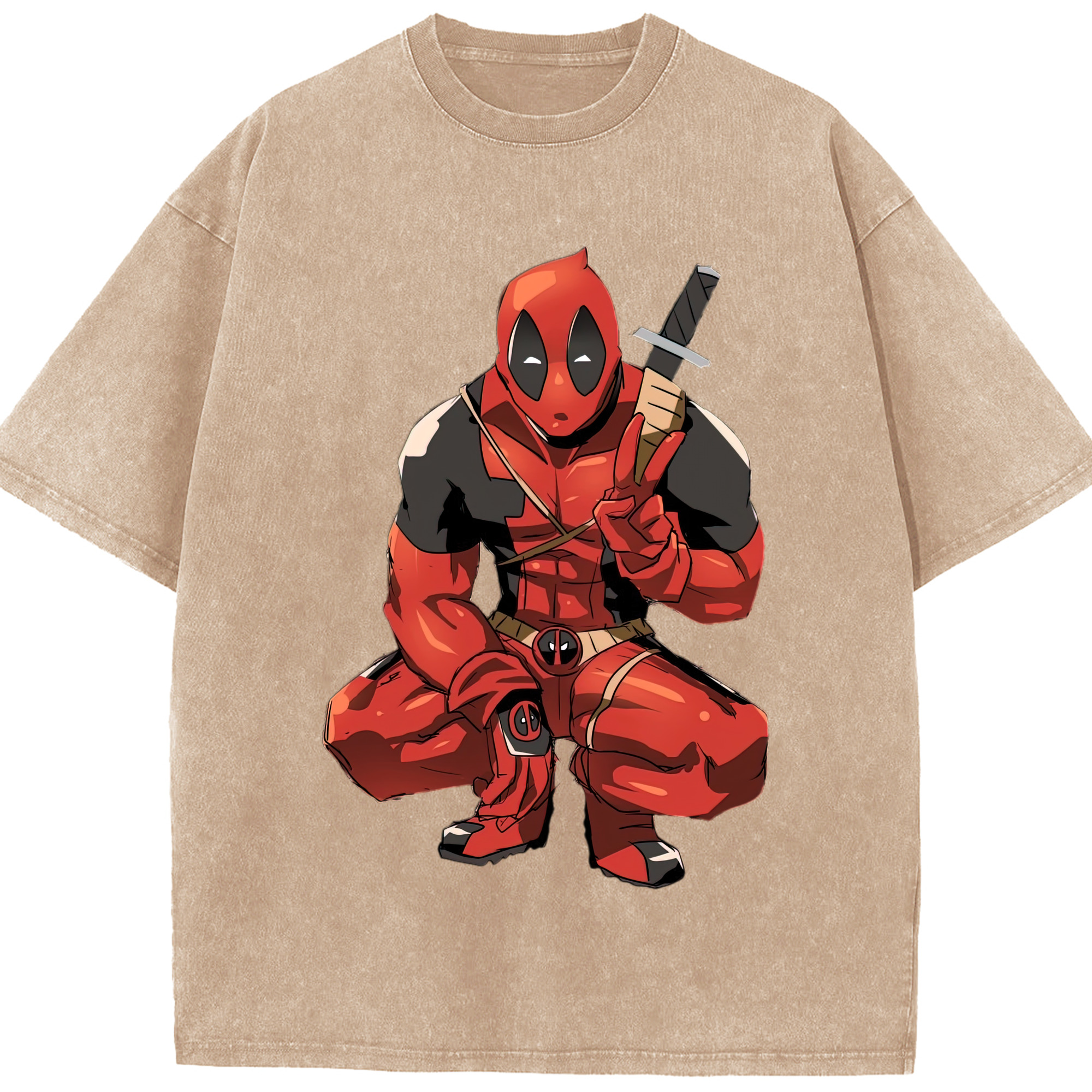 （画像用） Deadpool デッドプール 綿100% ヴィンテージ風 半袖Tシャツ（フロントプリント）