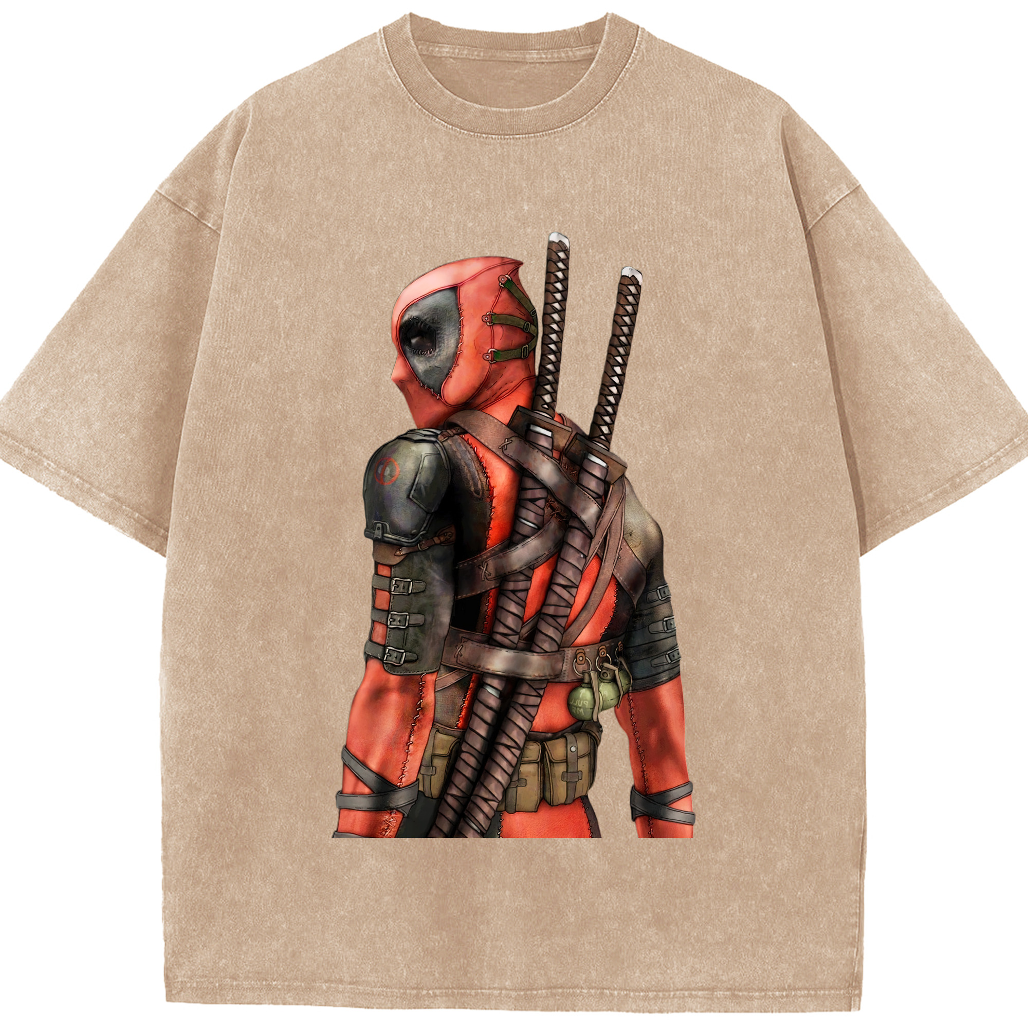 （画像用） Deadpool デッドプール 綿100% ヴィンテージ風 半袖Tシャツ（フロントプリント）