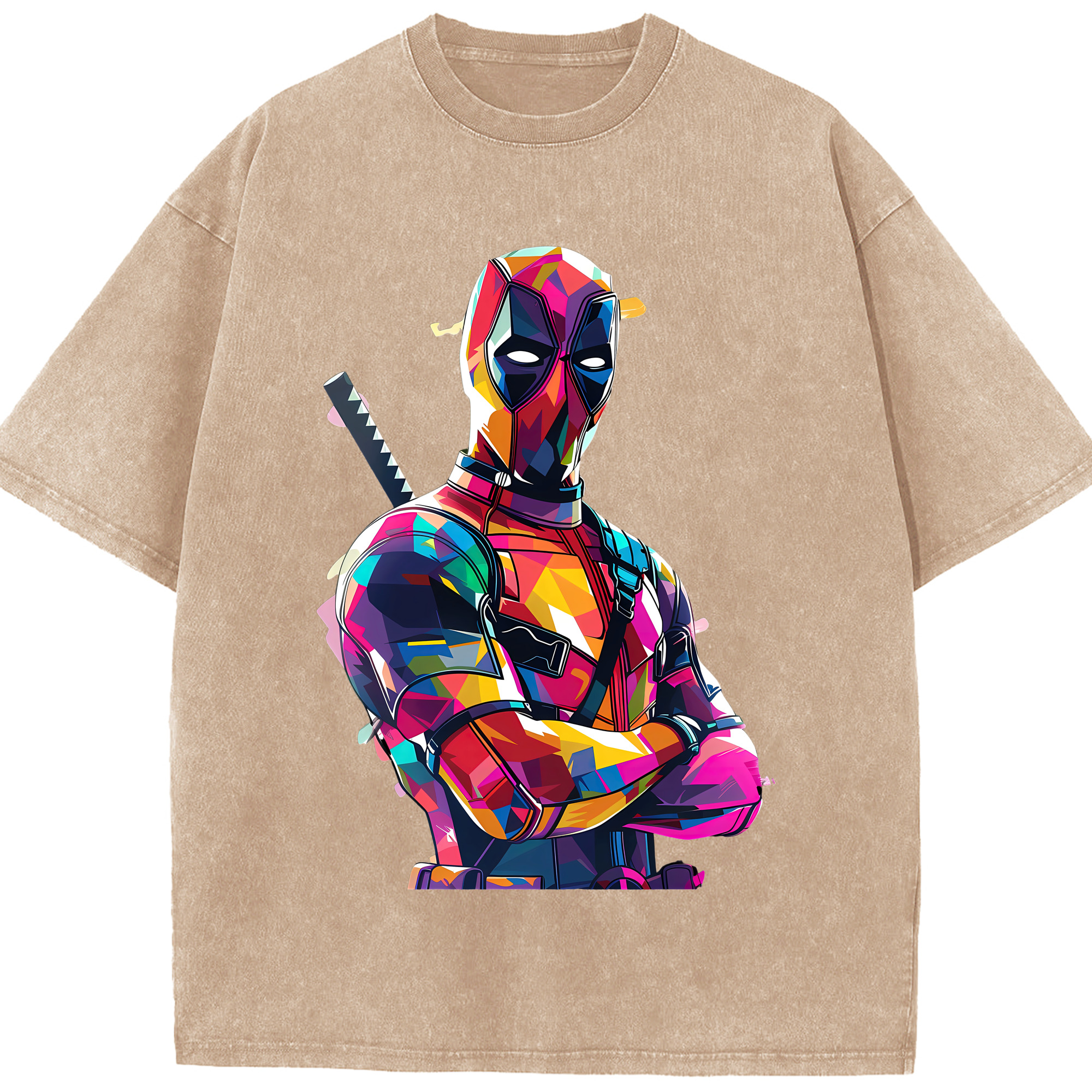 （画像用） Deadpool デッドプール 綿100% ヴィンテージ風 半袖Tシャツ（フロントプリント）