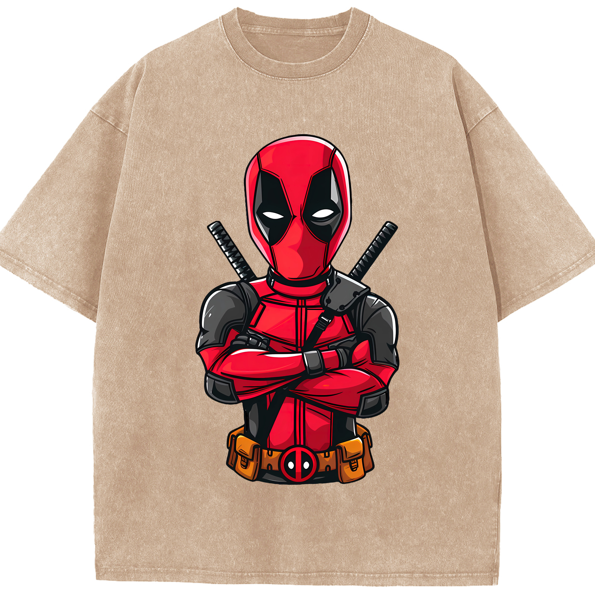 （画像用） Deadpool デッドプール 綿100% ヴィンテージ風 半袖Tシャツ（フロントプリント）