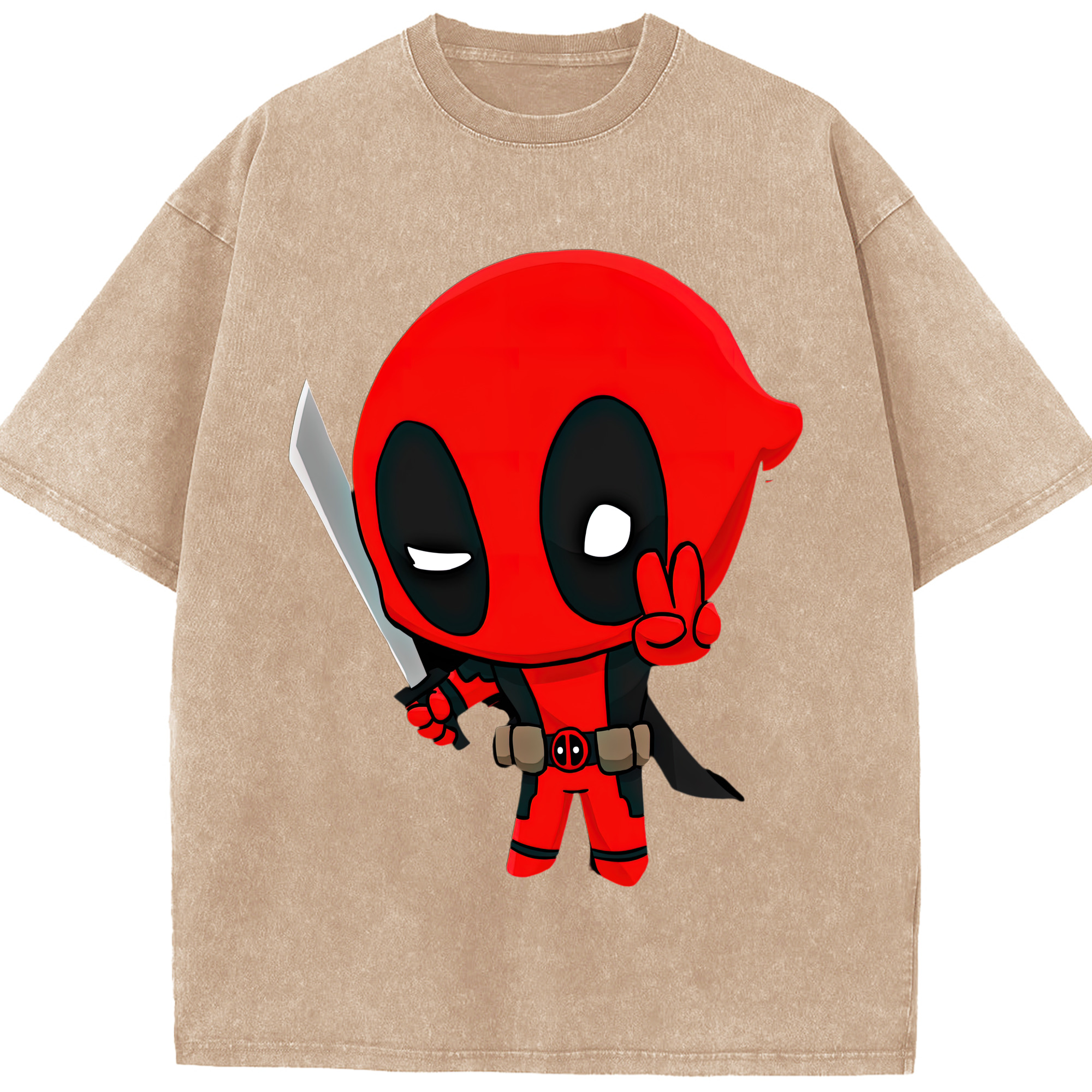 （画像用） Deadpool デッドプール 綿100% ヴィンテージ風 半袖Tシャツ（フロントプリント）