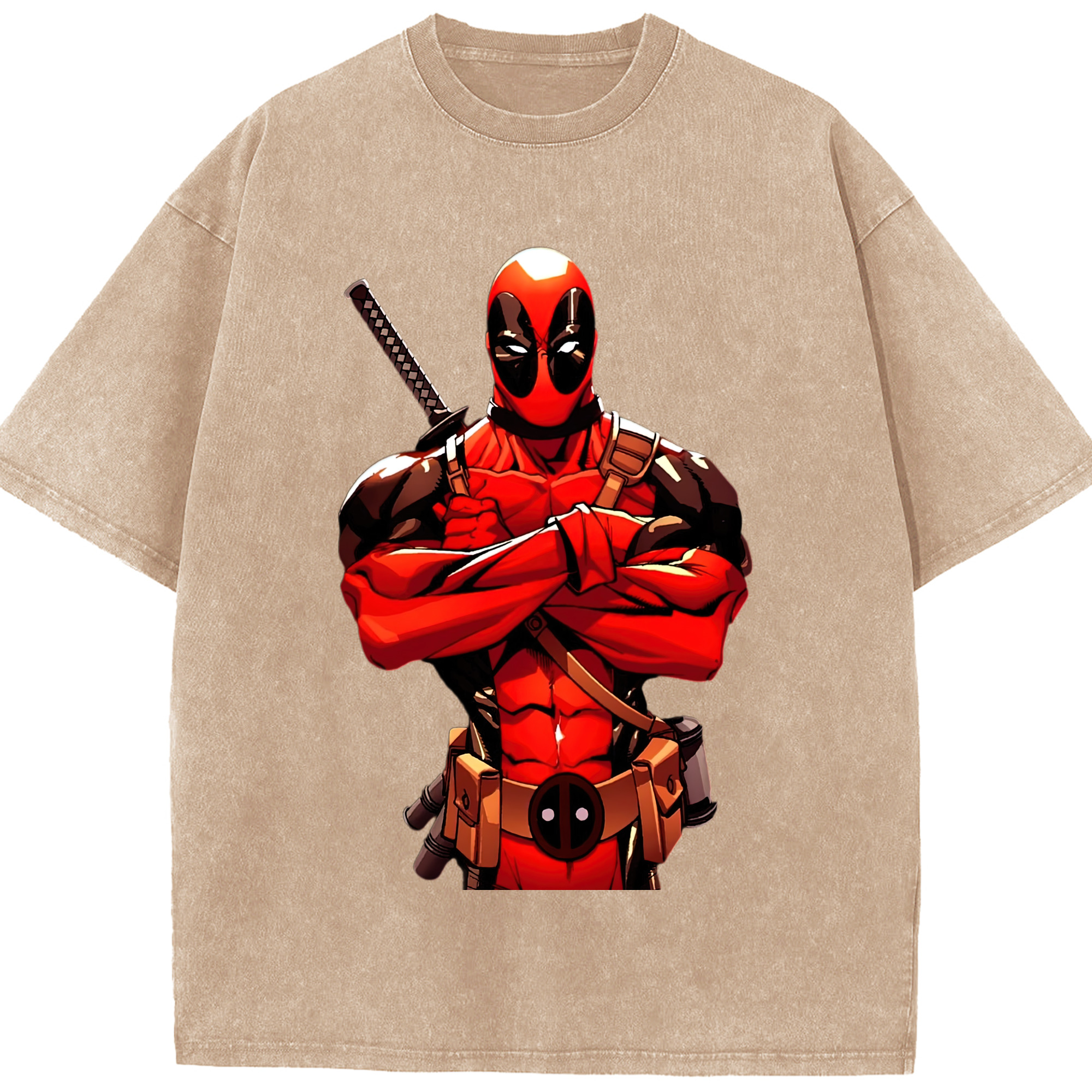 （画像用） Deadpool デッドプール 綿100% ヴィンテージ風 半袖Tシャツ（フロントプリント）