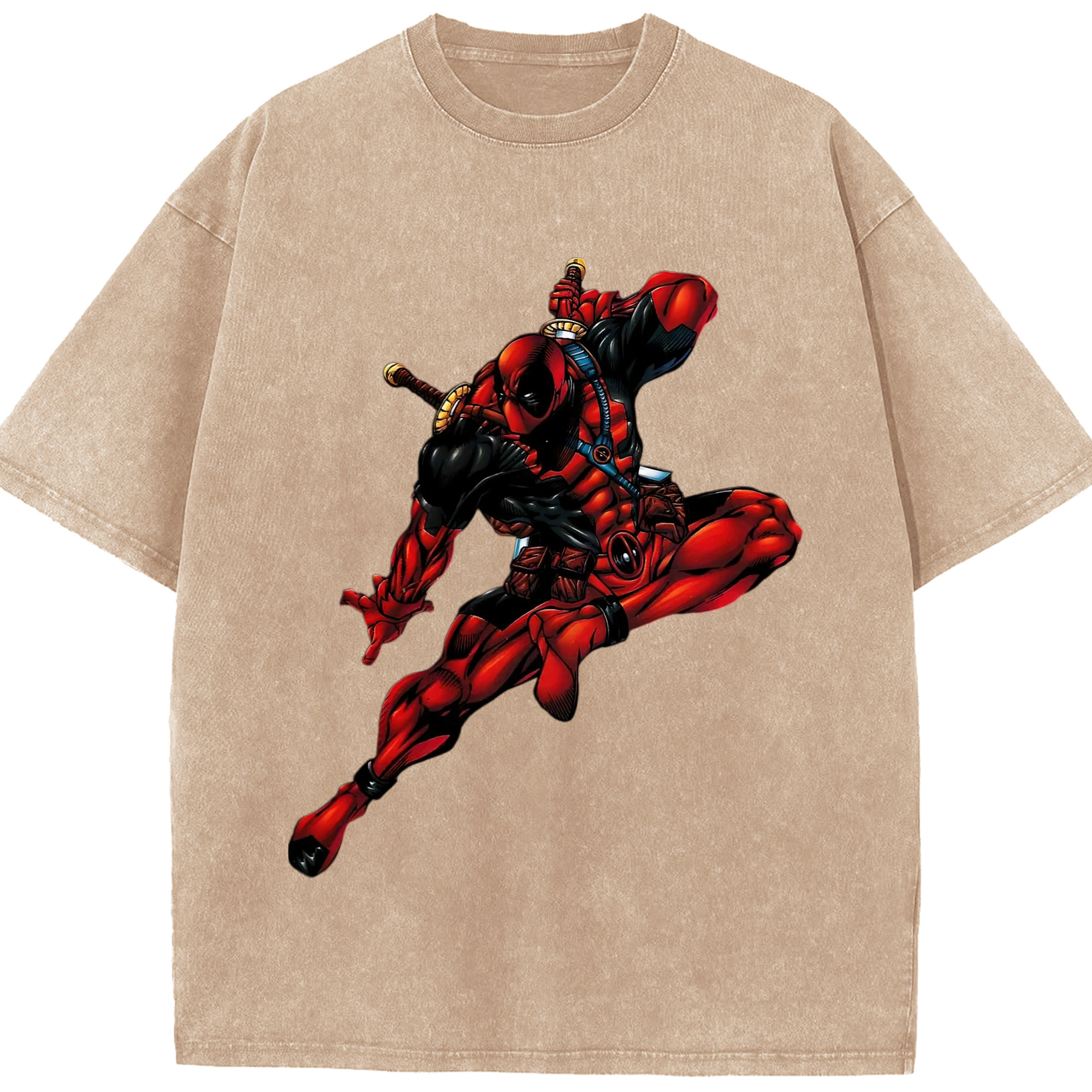 （画像用） Deadpool デッドプール 綿100% ヴィンテージ風 半袖Tシャツ（フロントプリント）