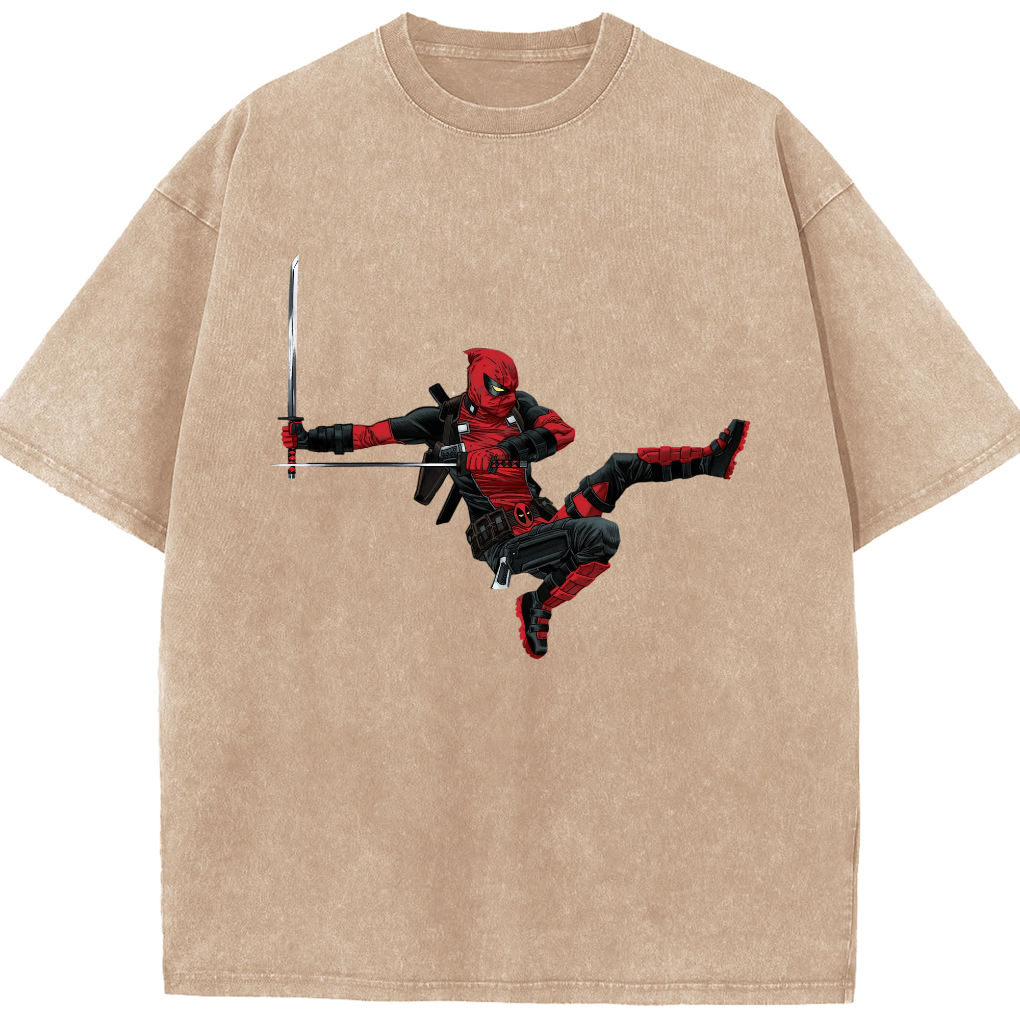 （画像用） Deadpool デッドプール 綿100% ヴィンテージ風 半袖Tシャツ（フロントプリント）