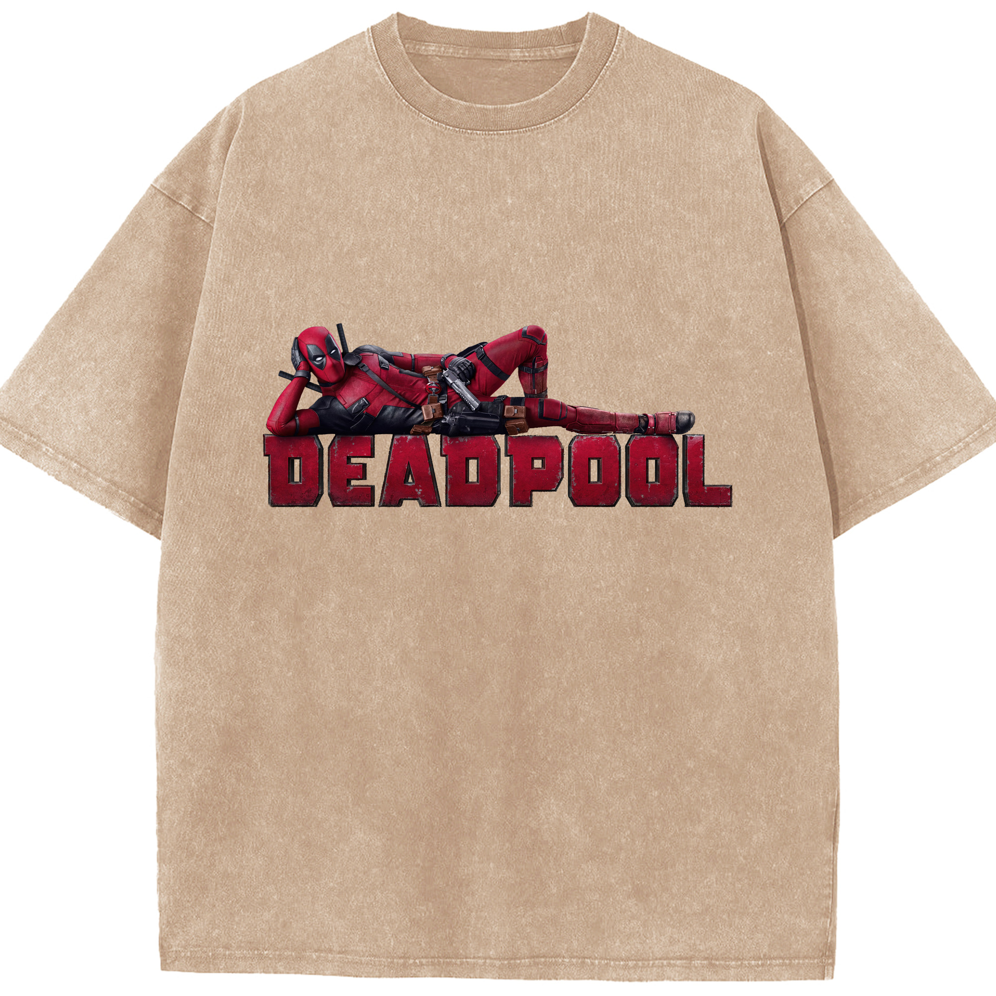 （画像用） Deadpool デッドプール 綿100% ヴィンテージ風 半袖Tシャツ（フロントプリント）