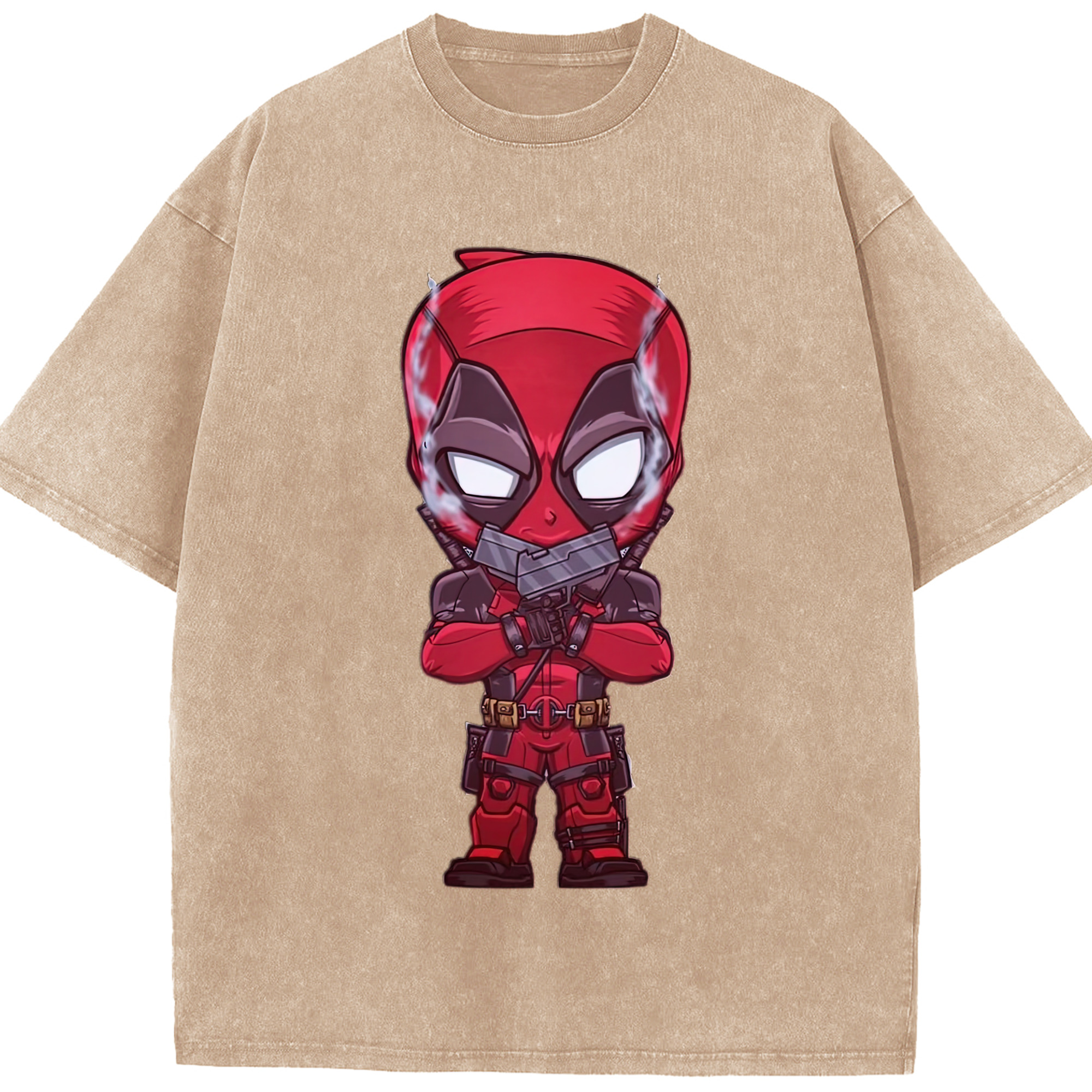 （画像用） Deadpool デッドプール 綿100% ヴィンテージ風 半袖Tシャツ（フロントプリント）
