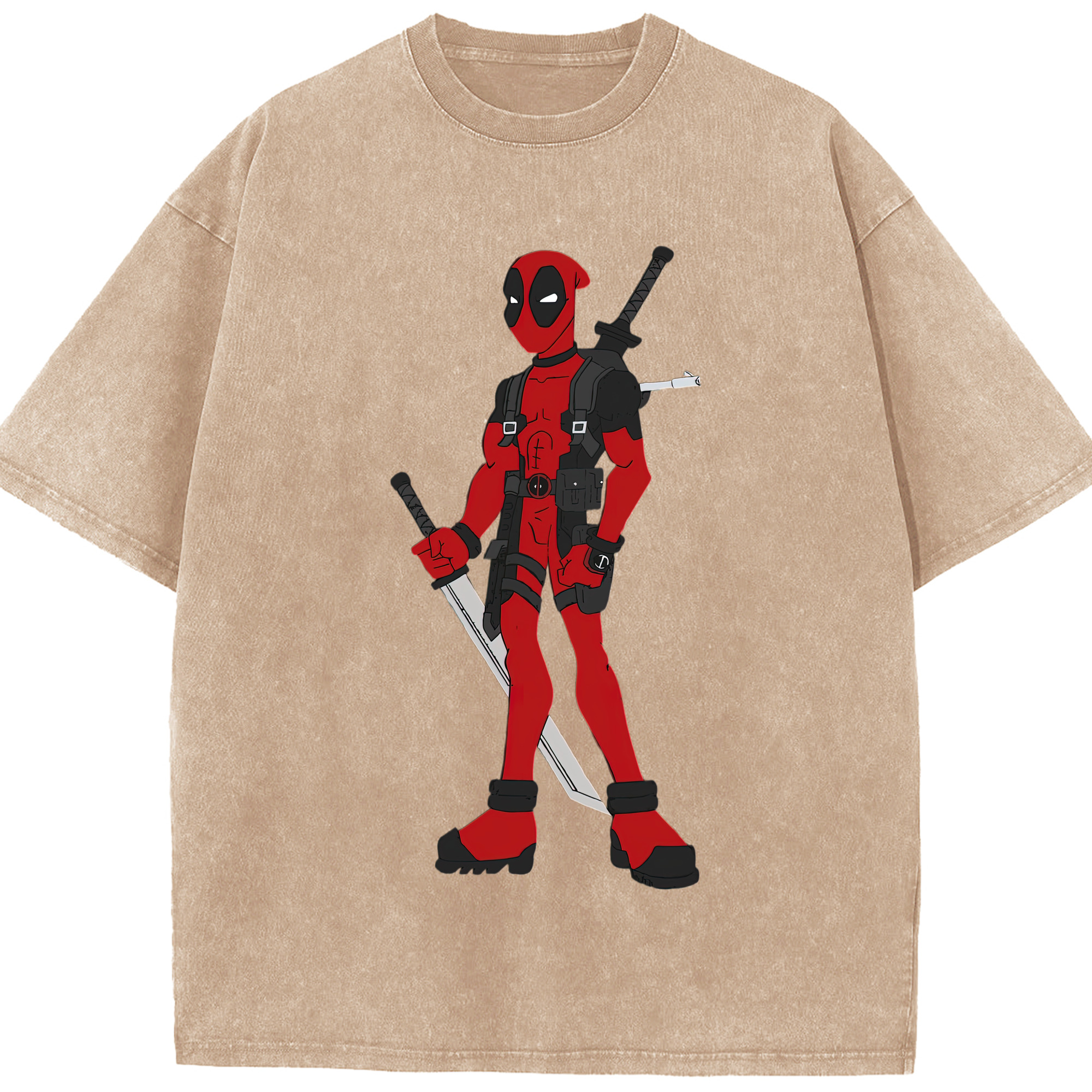 （画像用） Deadpool デッドプール 綿100% ヴィンテージ風 半袖Tシャツ（フロントプリント）