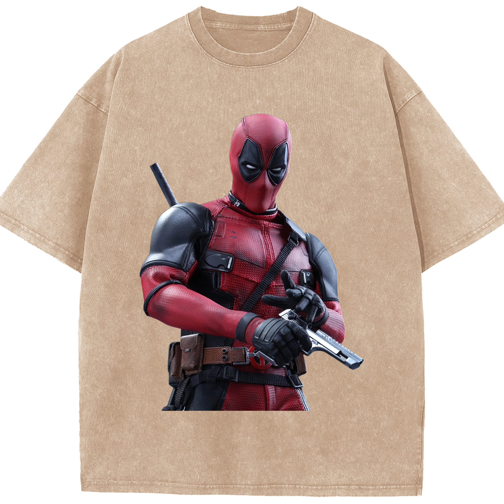 （画像用） Deadpool デッドプール 綿100% ヴィンテージ風 半袖Tシャツ（フロントプリント）