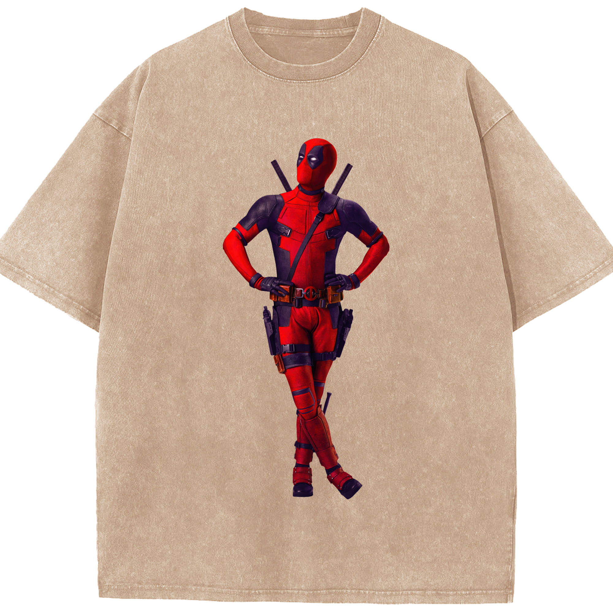 （画像用） Deadpool デッドプール 綿100% ヴィンテージ風 半袖Tシャツ（フロントプリント）