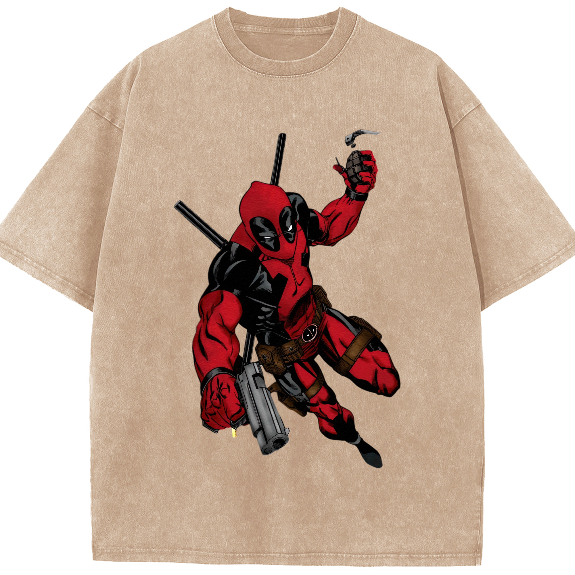 （画像用） Deadpool デッドプール 綿100% ヴィンテージ風 半袖Tシャツ（フロントプリント）