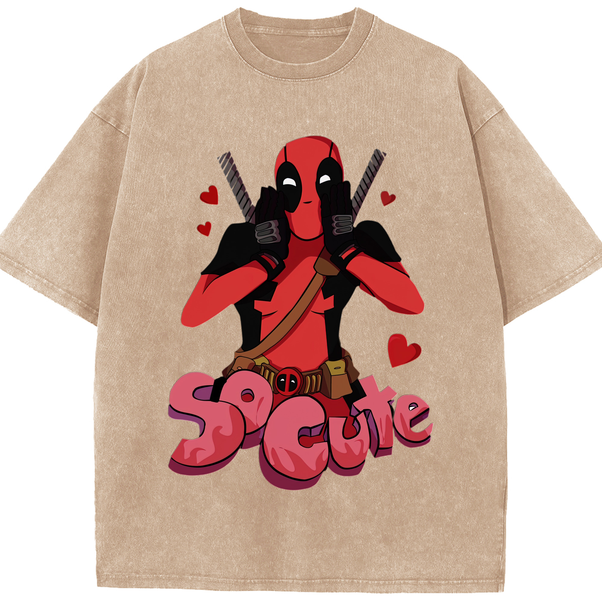 （画像用） Deadpool デッドプール 綿100% ヴィンテージ風 半袖Tシャツ（フロントプリント）