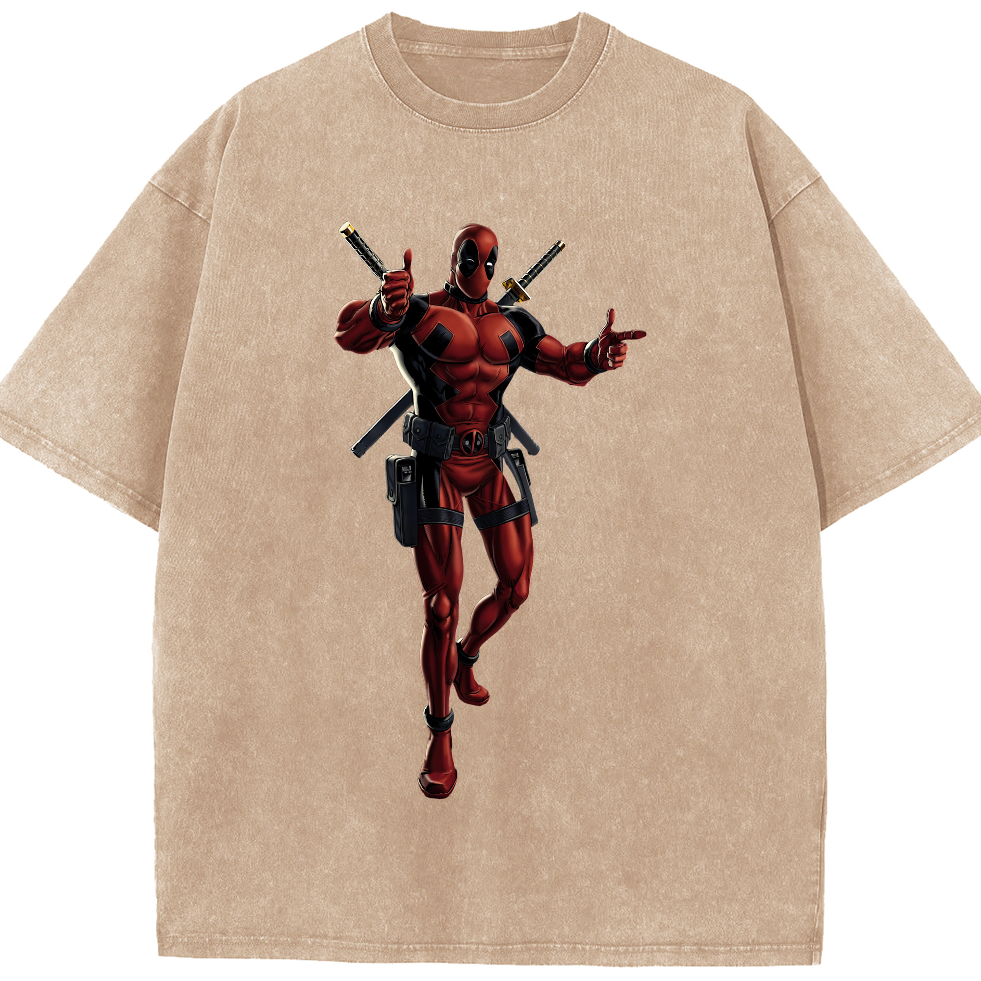 （画像用） Deadpool デッドプール 綿100% ヴィンテージ風 半袖Tシャツ（フロントプリント）