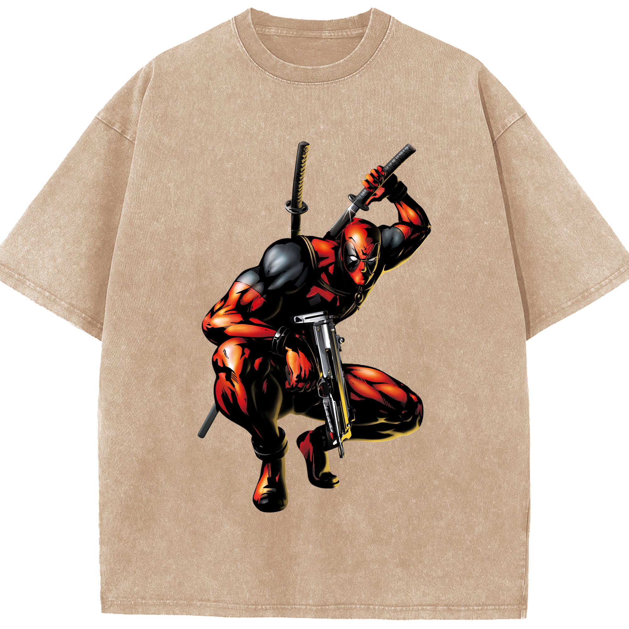 （画像用） Deadpool デッドプール 綿100% ヴィンテージ風 半袖Tシャツ（フロントプリント）