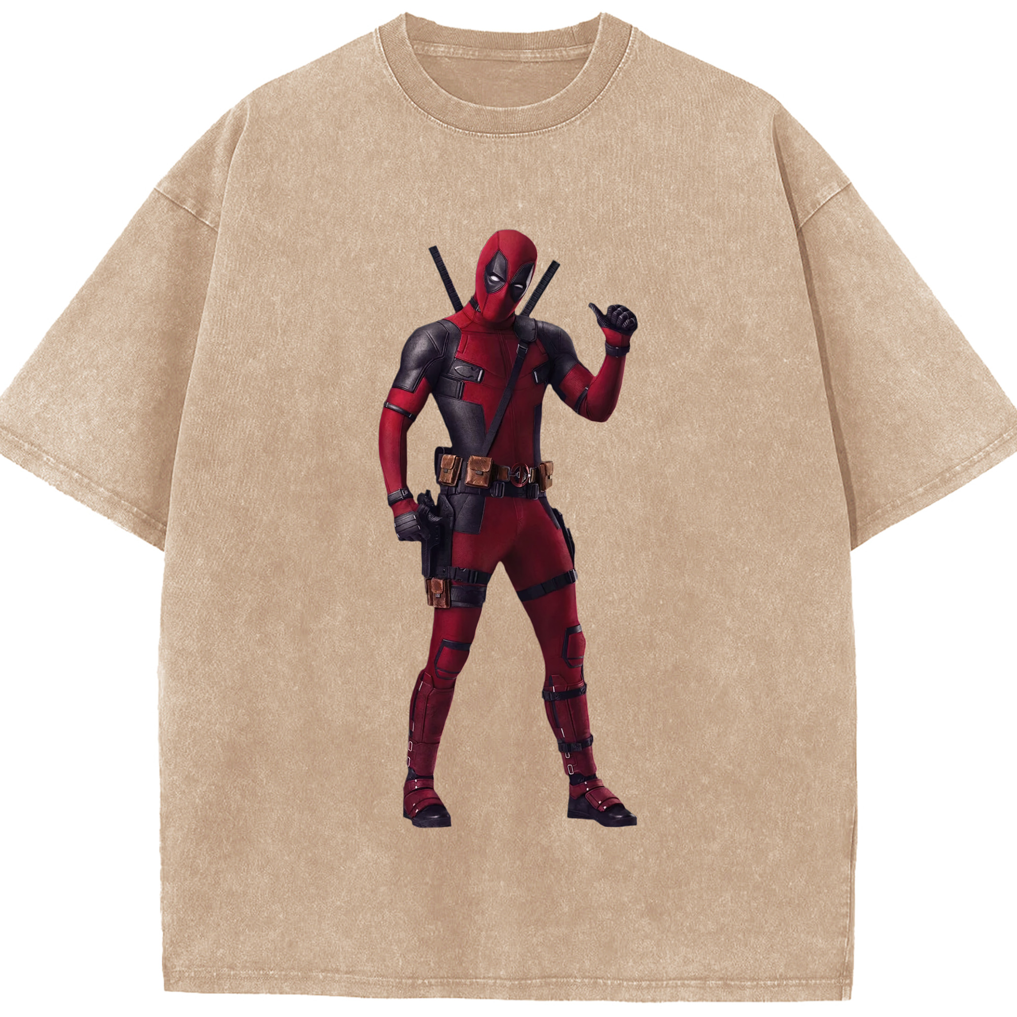 （画像用） Deadpool デッドプール 綿100% ヴィンテージ風 半袖Tシャツ（フロントプリント）