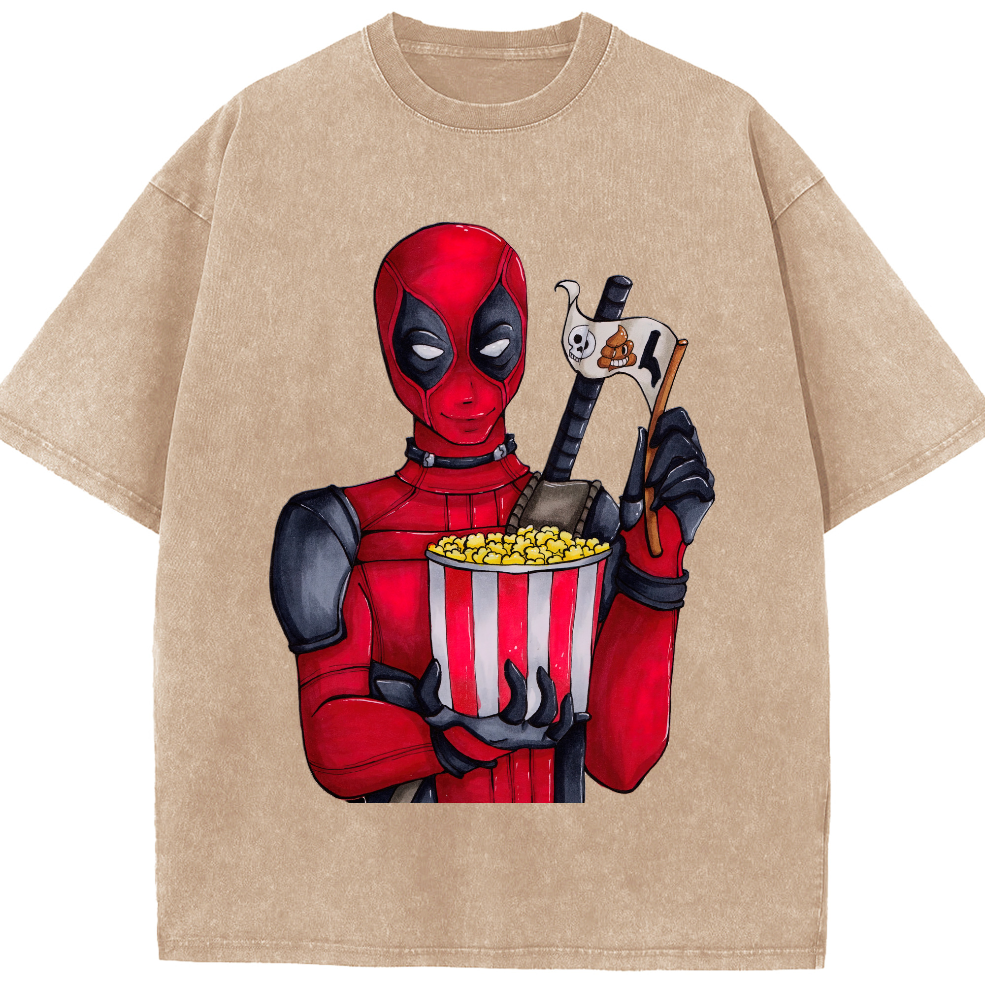 （画像用） Deadpool デッドプール 綿100% ヴィンテージ風 半袖Tシャツ（フロントプリント）