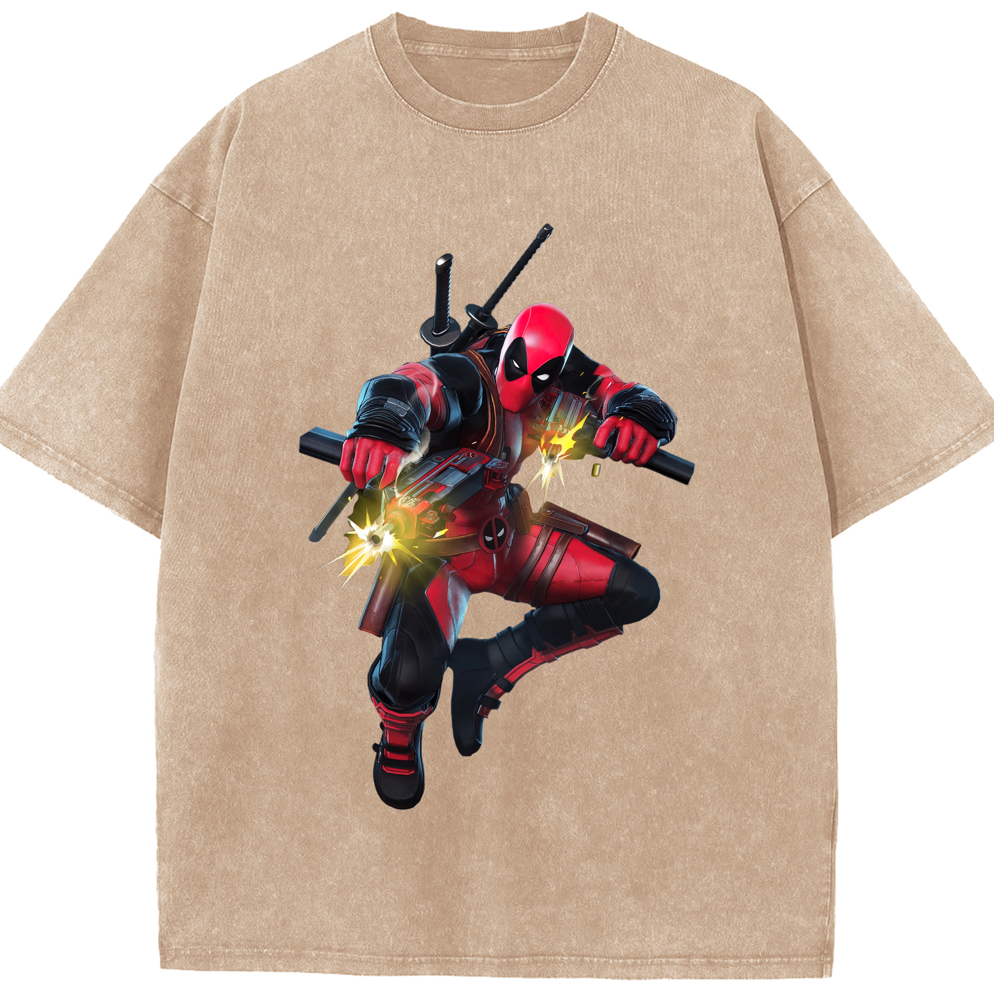 （画像用） Deadpool デッドプール 綿100% ヴィンテージ風 半袖Tシャツ（フロントプリント）
