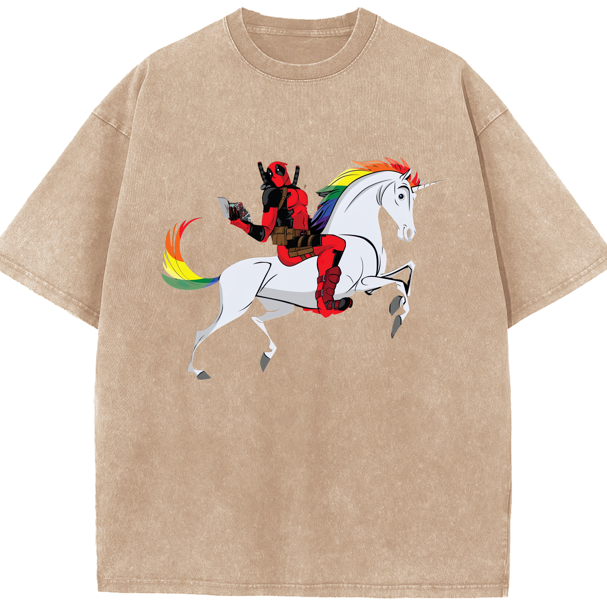 （画像用） Deadpool デッドプール 綿100% ヴィンテージ風 半袖Tシャツ（フロントプリント）