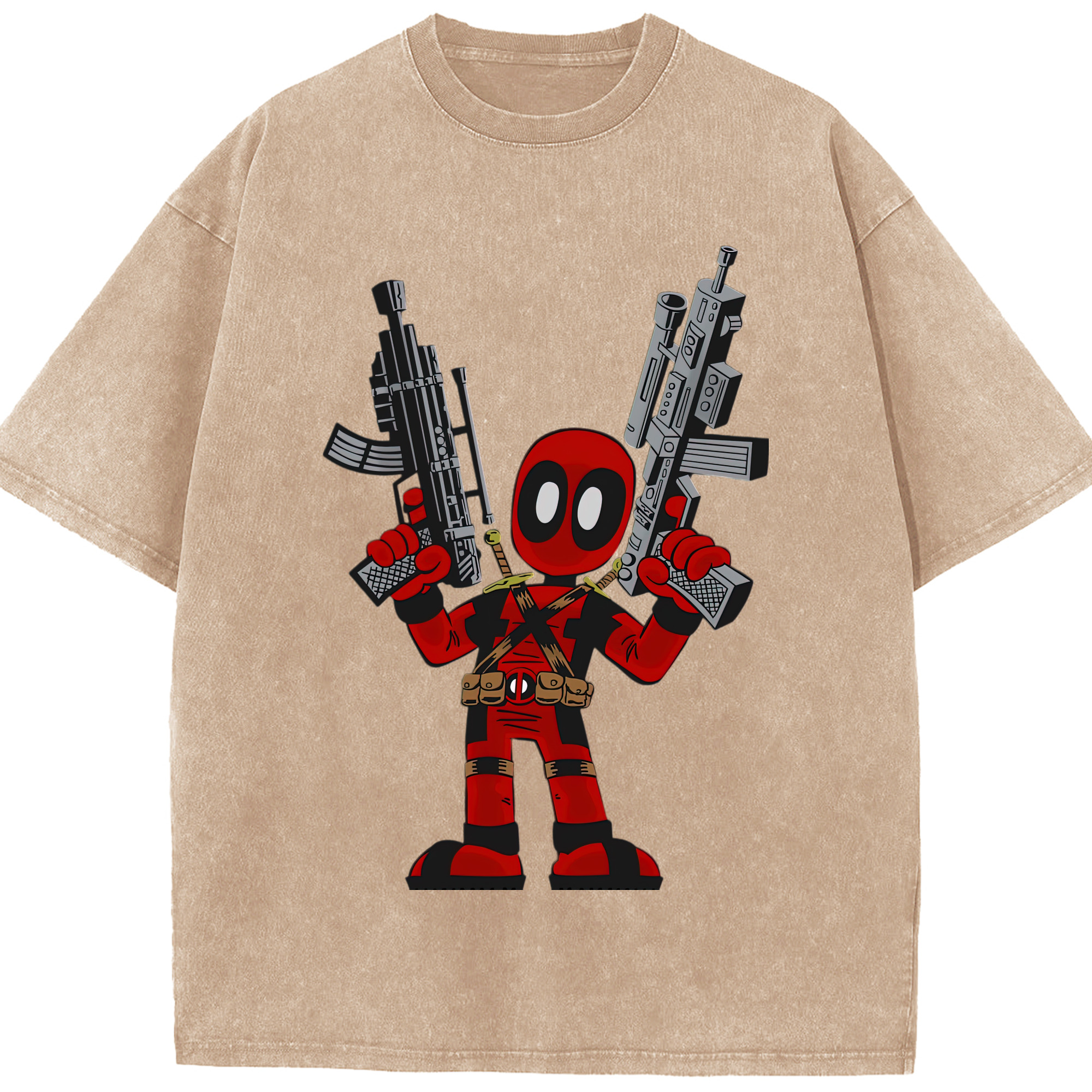 （画像用） Deadpool デッドプール 綿100% ヴィンテージ風 半袖Tシャツ（フロントプリント）