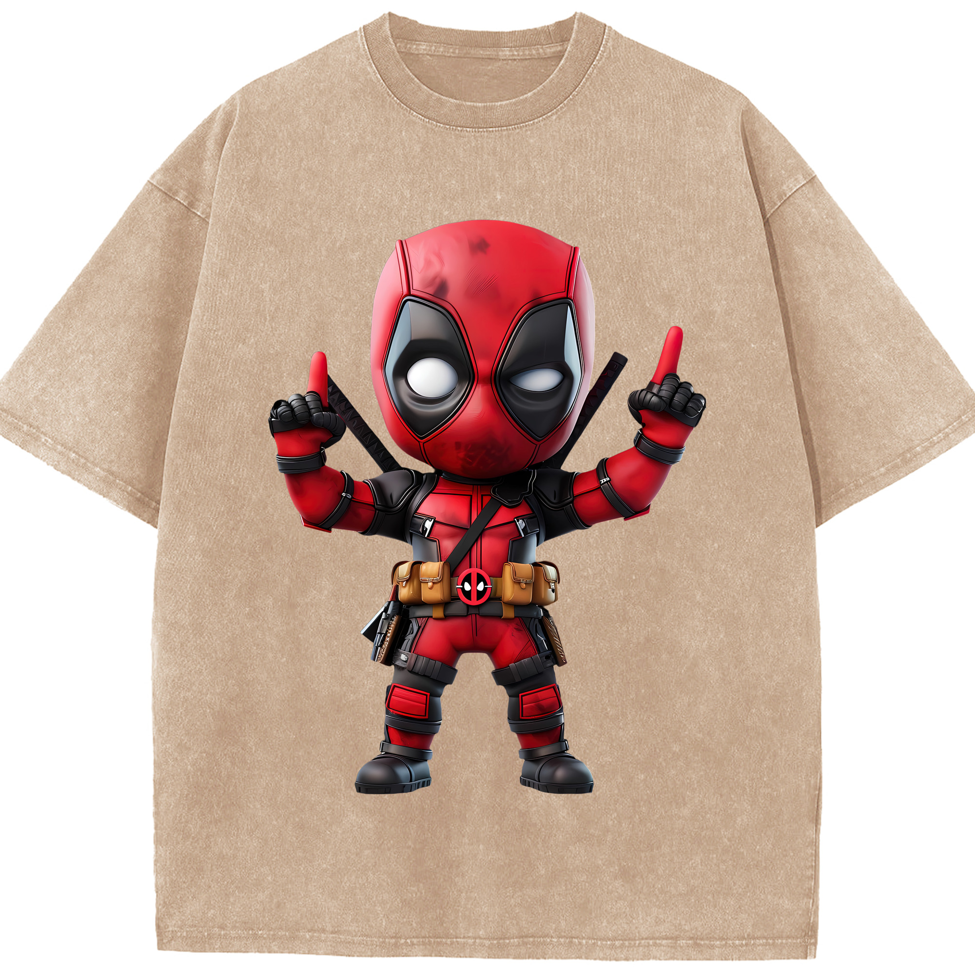 （画像用） Deadpool デッドプール 綿100% ヴィンテージ風 半袖Tシャツ（フロントプリント）