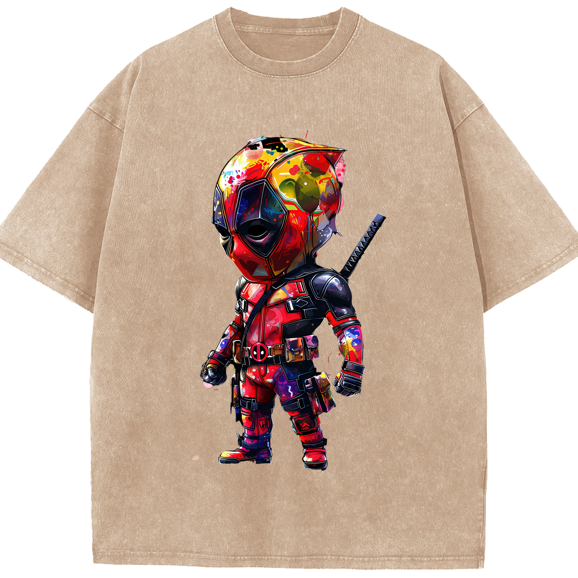 （画像用） Deadpool デッドプール 綿100% ヴィンテージ風 半袖Tシャツ（フロントプリント）