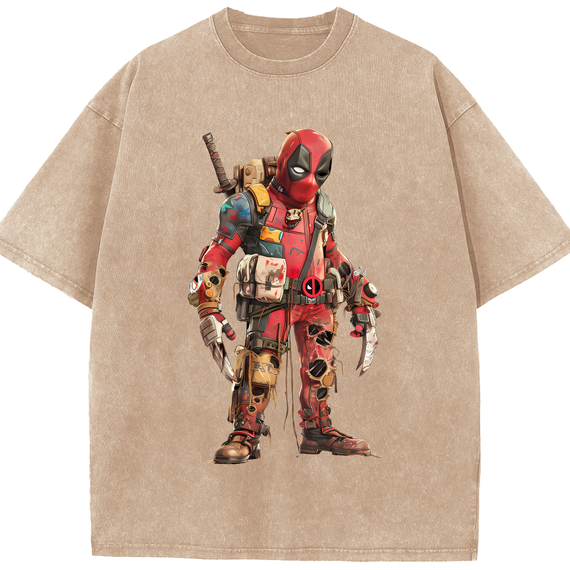 （画像用） Deadpool デッドプール 綿100% ヴィンテージ風 半袖Tシャツ（フロントプリント）