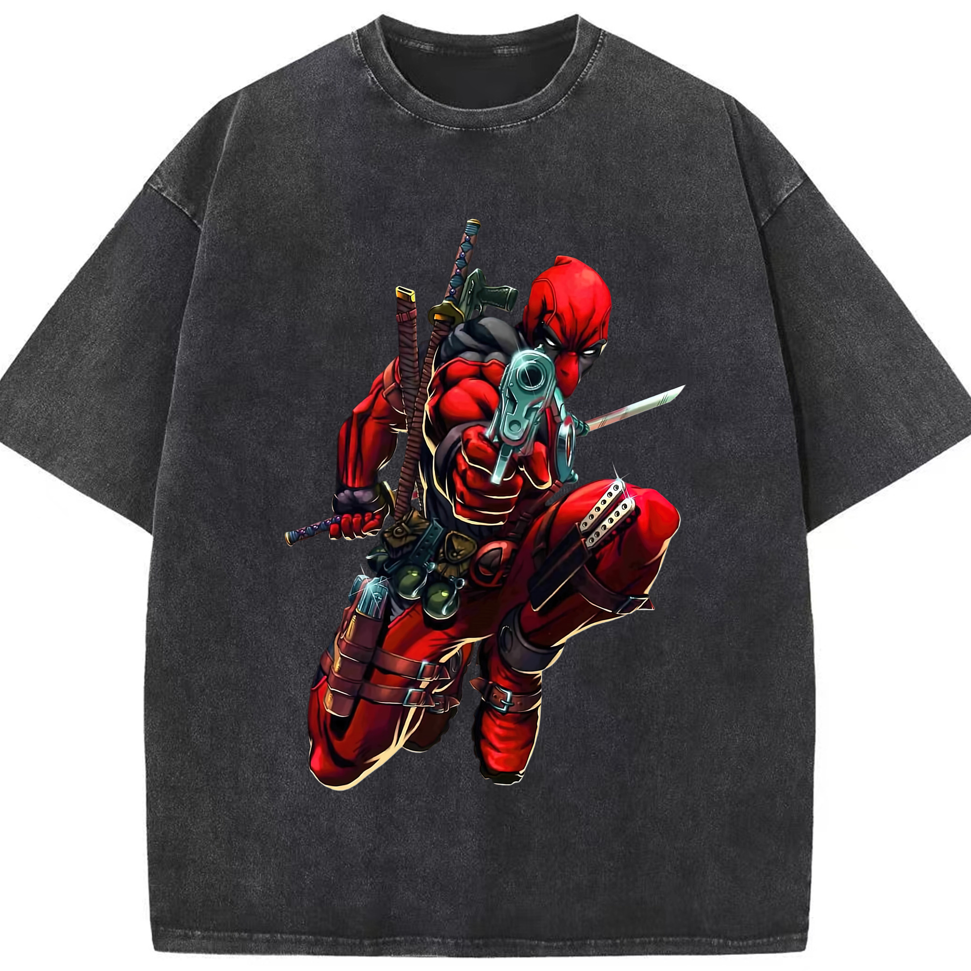 （画像用） Deadpool デッドプール 綿100% ヴィンテージ風 半袖Tシャツ（フロントプリント）