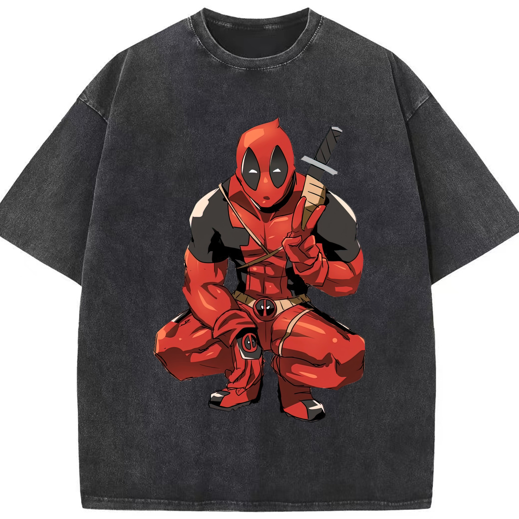 （画像用） Deadpool デッドプール 綿100% ヴィンテージ風 半袖Tシャツ（フロントプリント）